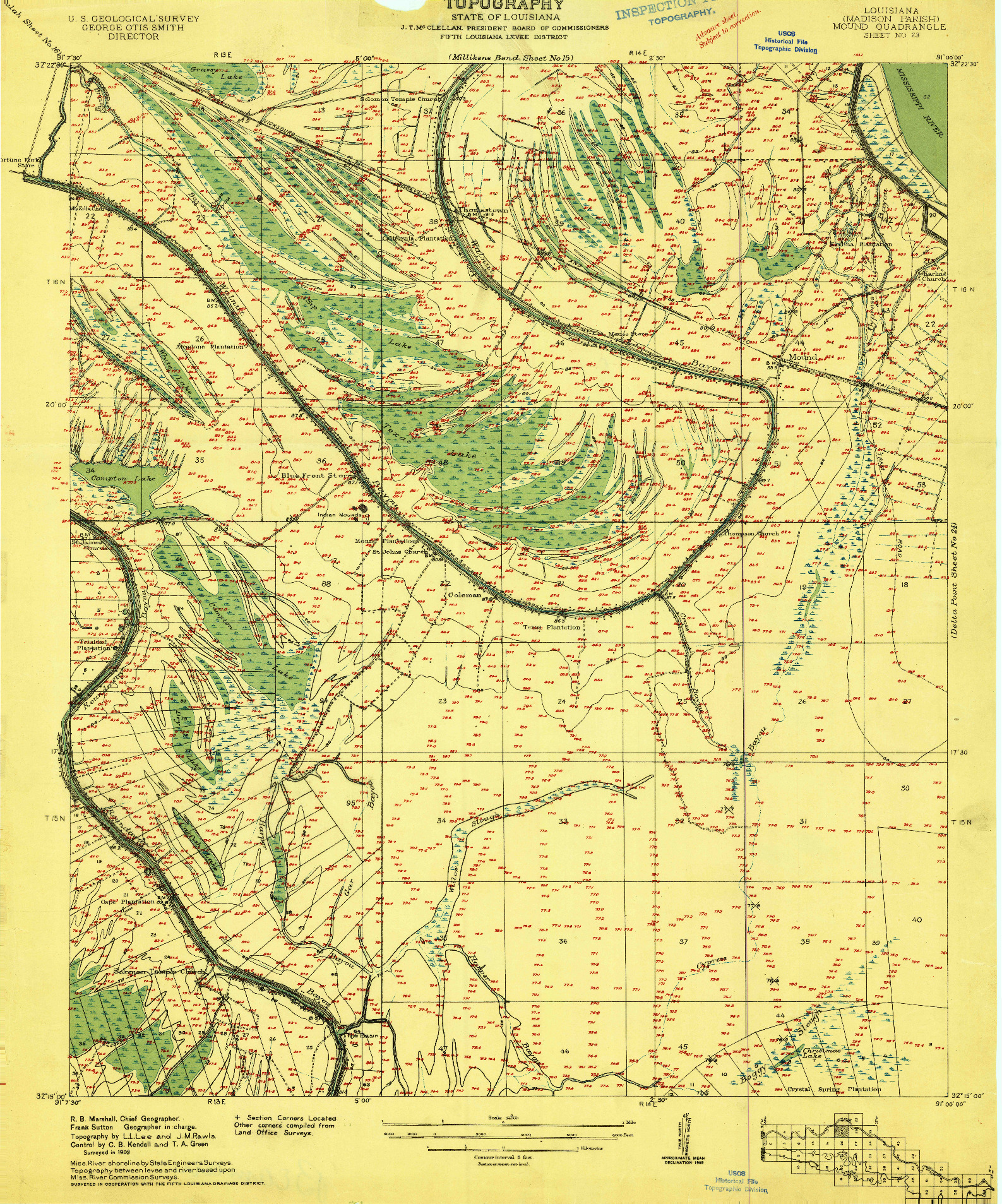 USGS 1:24000-SCALE QUADRANGLE FOR MOUND, LA 1909