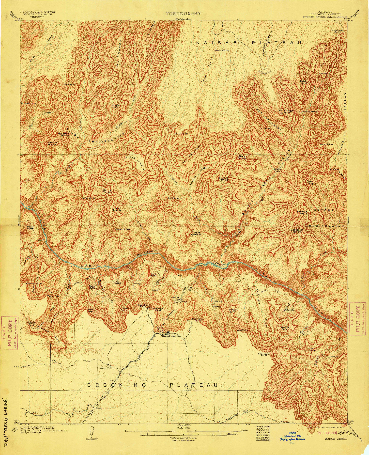 USGS 1:48000-SCALE QUADRANGLE FOR BRIGHT ANGEL, AZ 1906