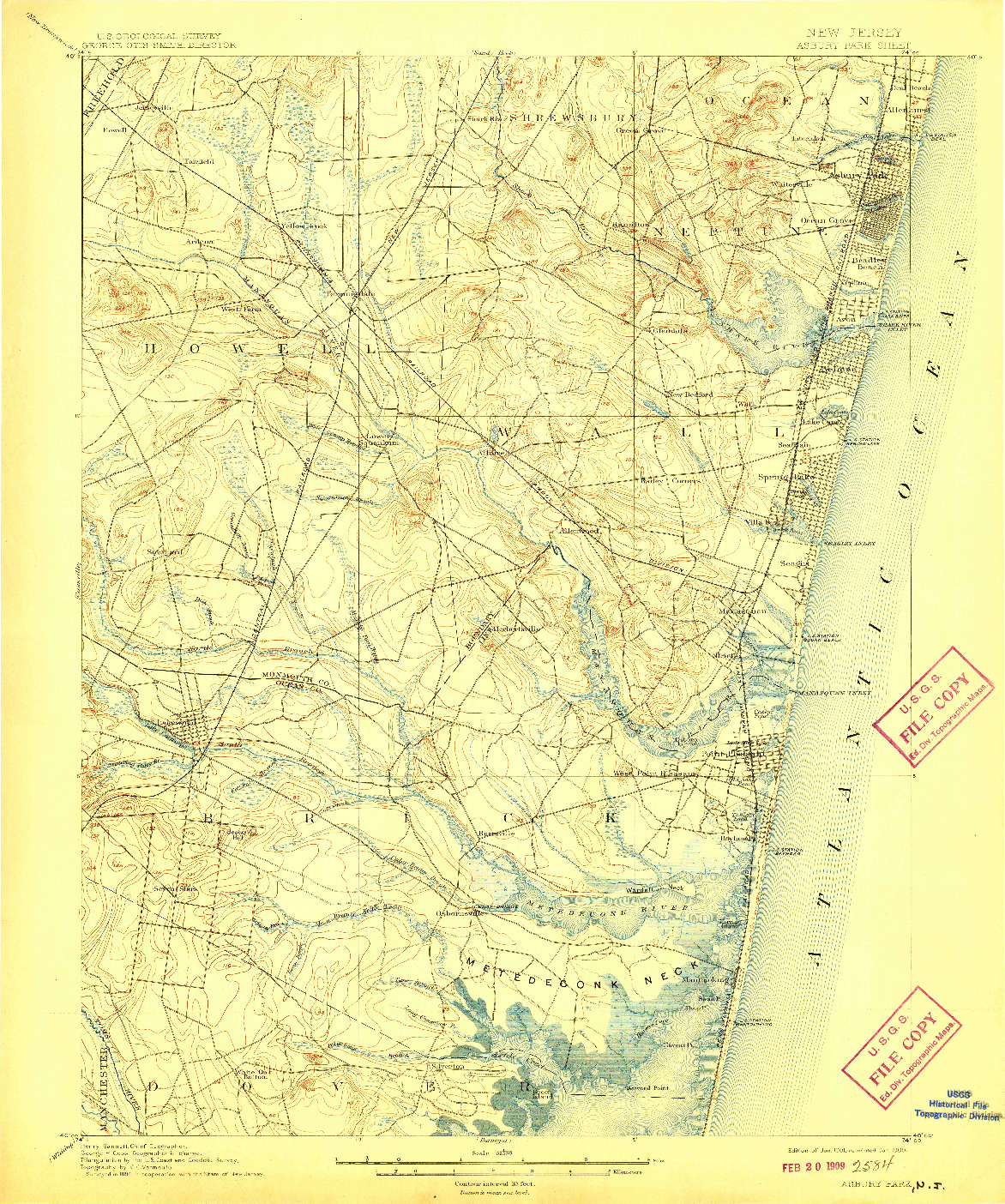 USGS 1:62500-SCALE QUADRANGLE FOR ASBURY PARK, NJ 1901