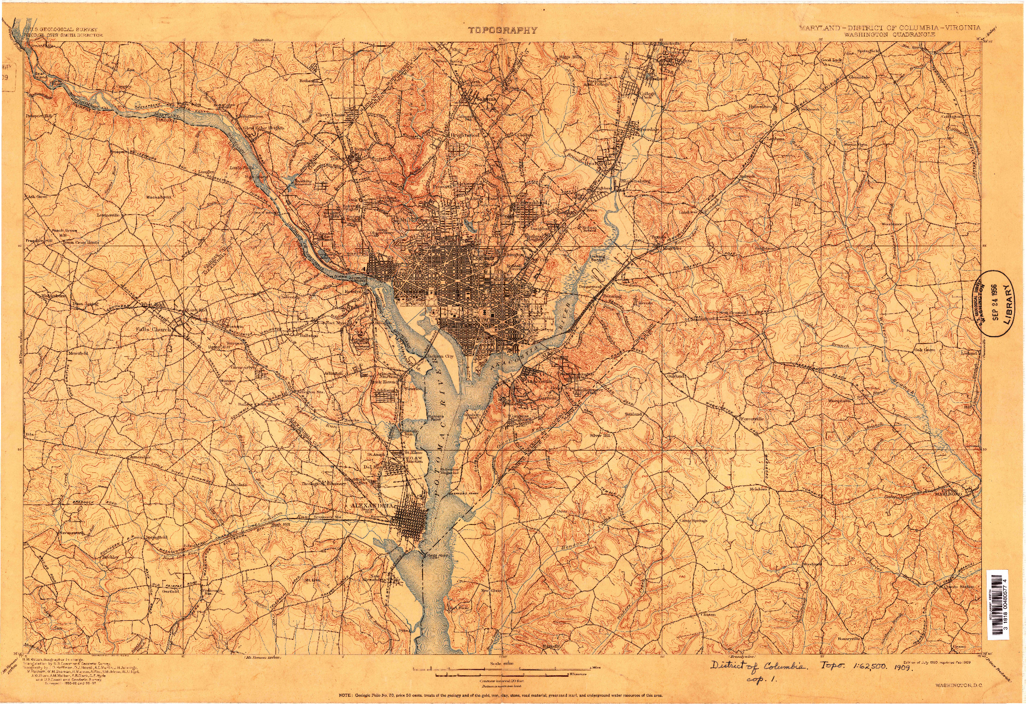 USGS 1:62500-SCALE QUADRANGLE FOR WASHINGTON, MD 1900