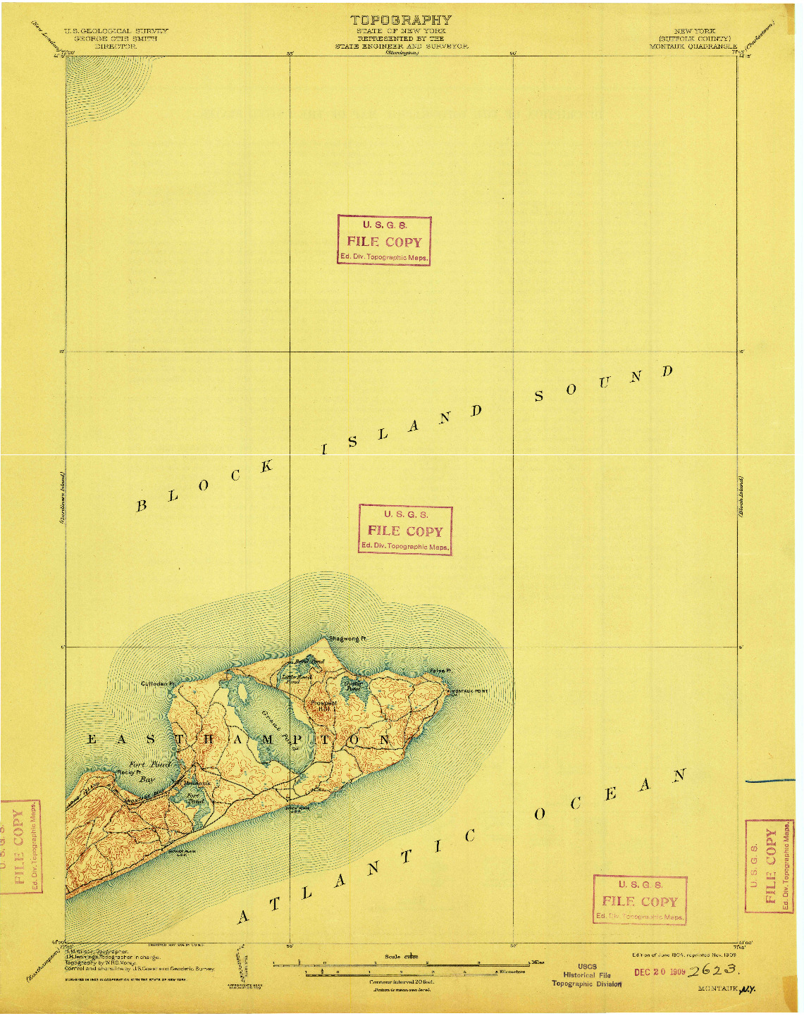 USGS 1:62500-SCALE QUADRANGLE FOR MONTAUK, NY 1904