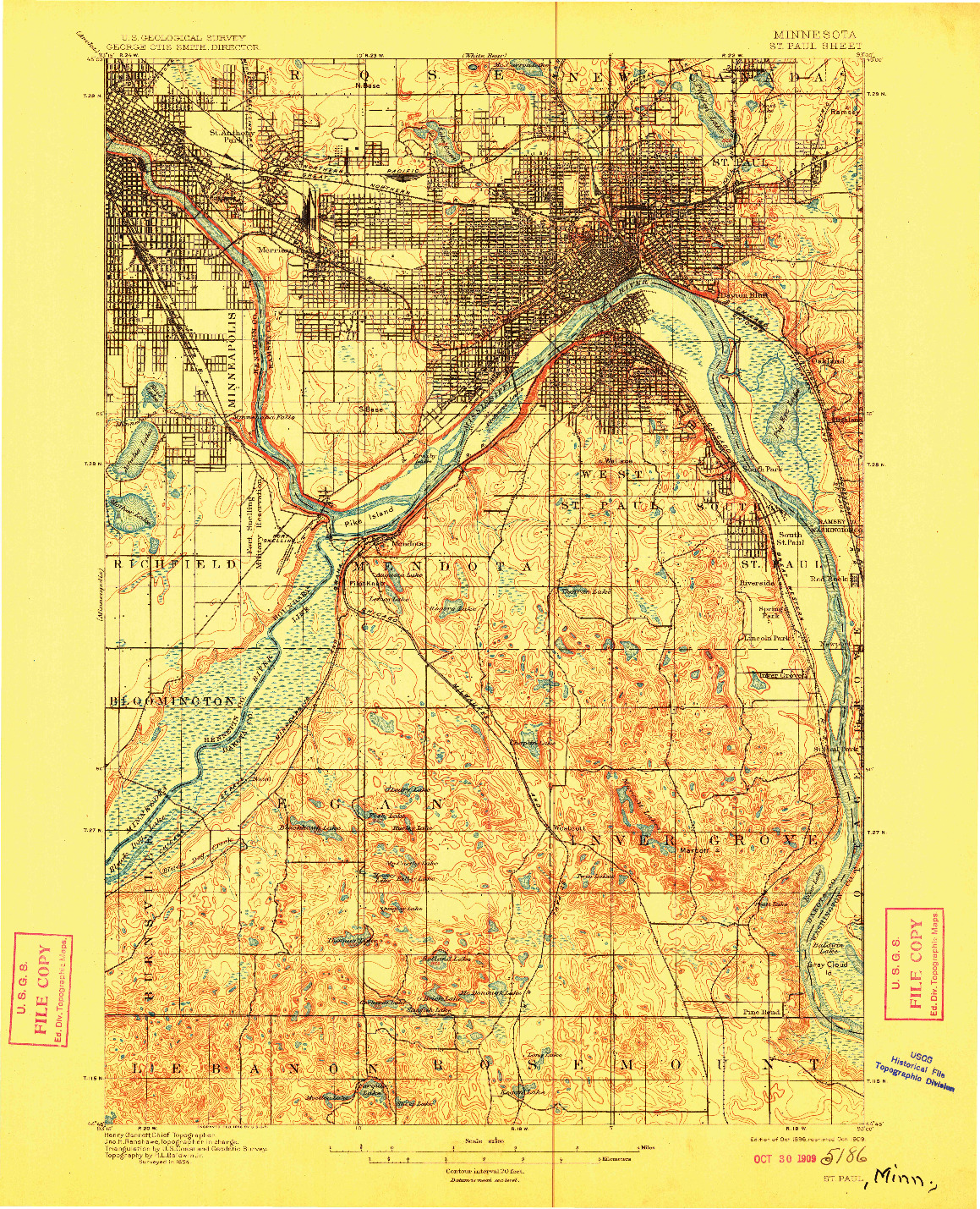 USGS 1:62500-SCALE QUADRANGLE FOR ST. PAUL, MN 1896