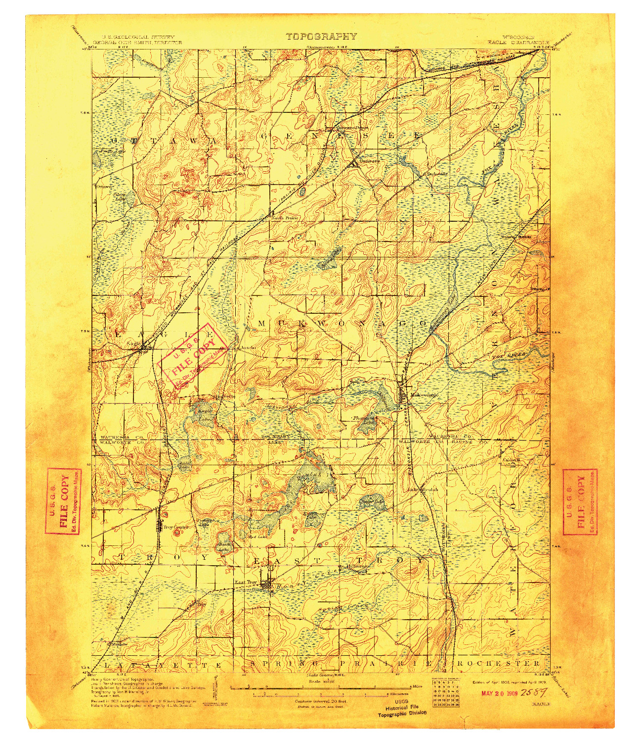 USGS 1:62500-SCALE QUADRANGLE FOR EAGLE, WI 1906