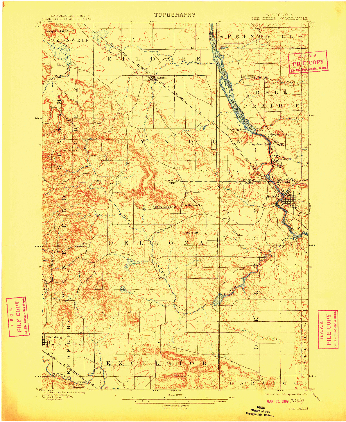 USGS 1:62500-SCALE QUADRANGLE FOR THE DELLS, WI 1901