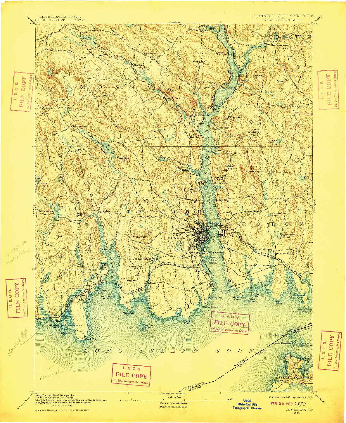 USGS 1:62500-SCALE QUADRANGLE FOR NEW LONDON, CT 1893