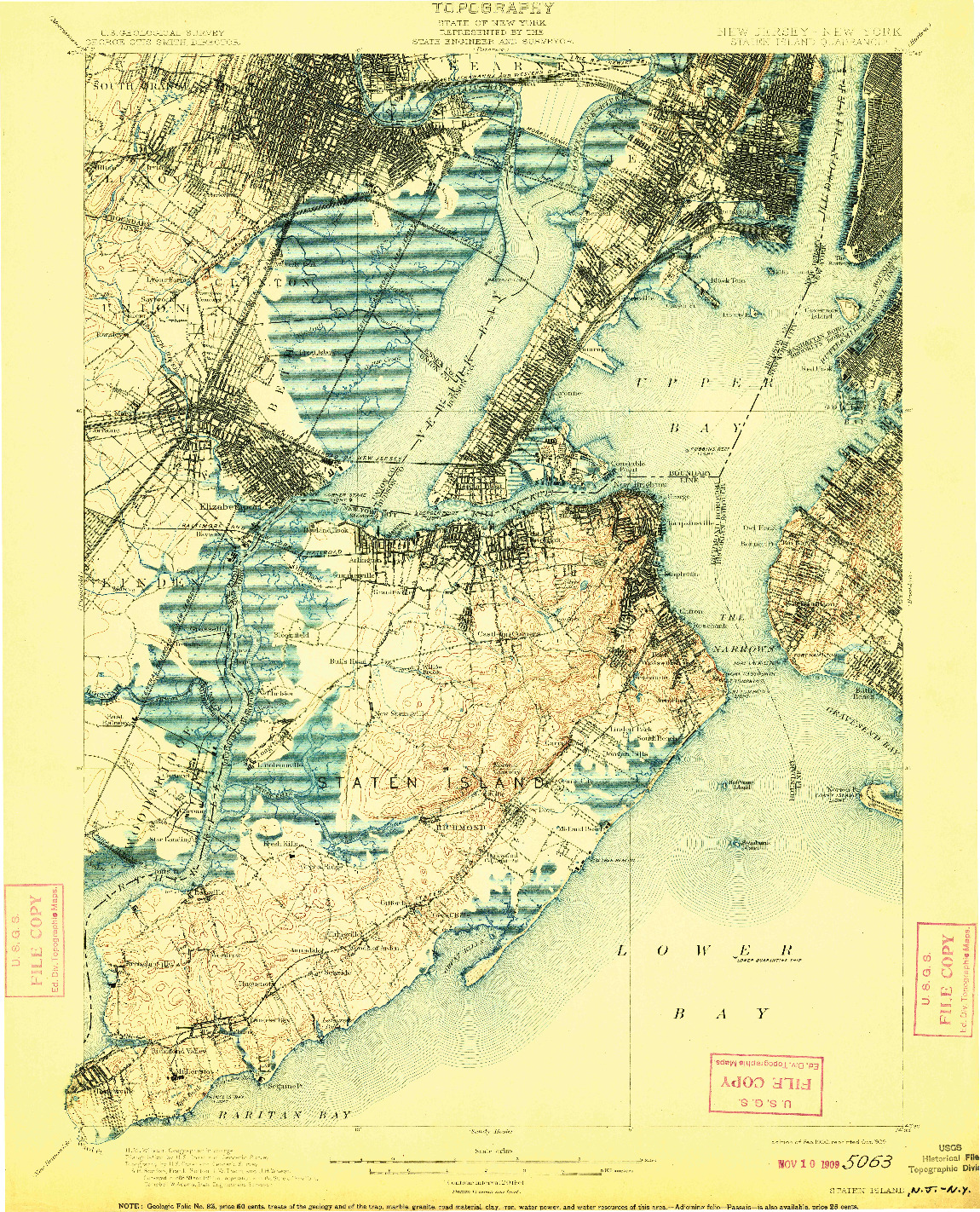 USGS 1:62500-SCALE QUADRANGLE FOR STATEN ISLAND, NJ 1900