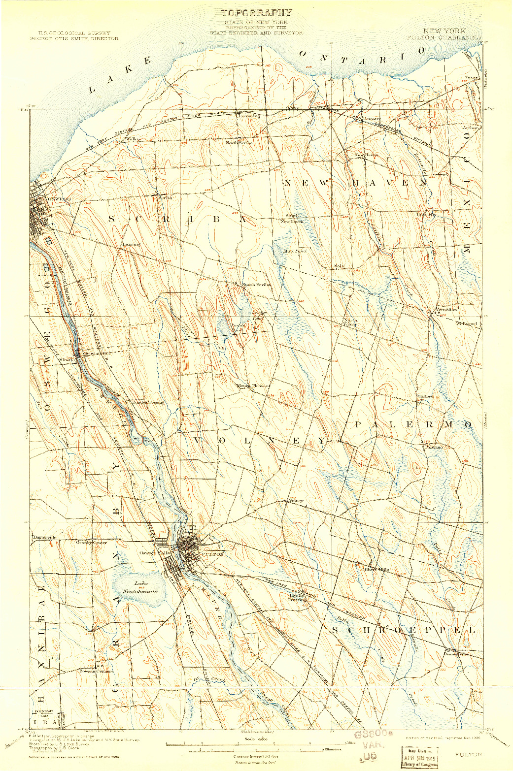 USGS 1:62500-SCALE QUADRANGLE FOR FULTON, NY 1900