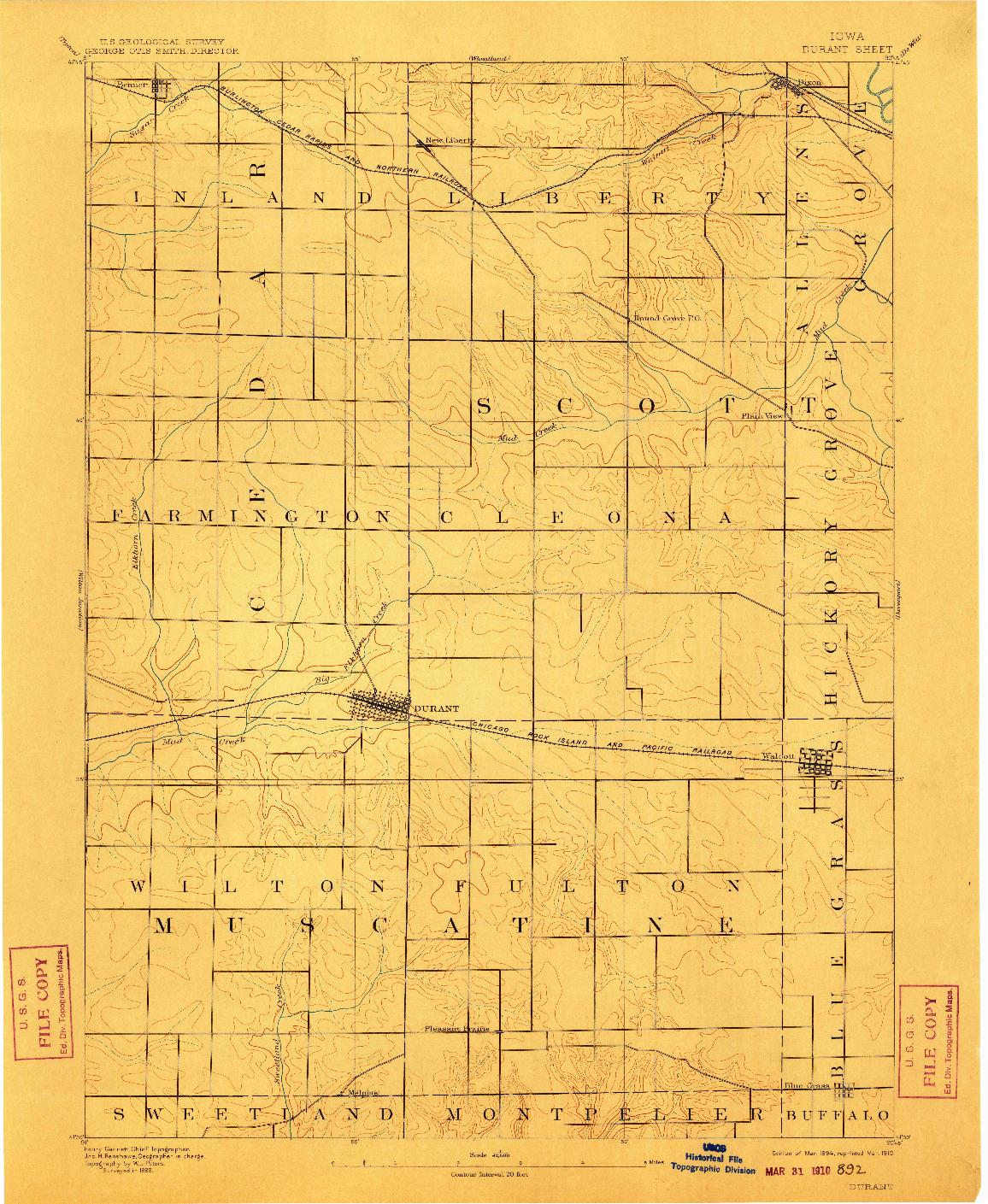 USGS 1:62500-SCALE QUADRANGLE FOR DURANT, IA 1894