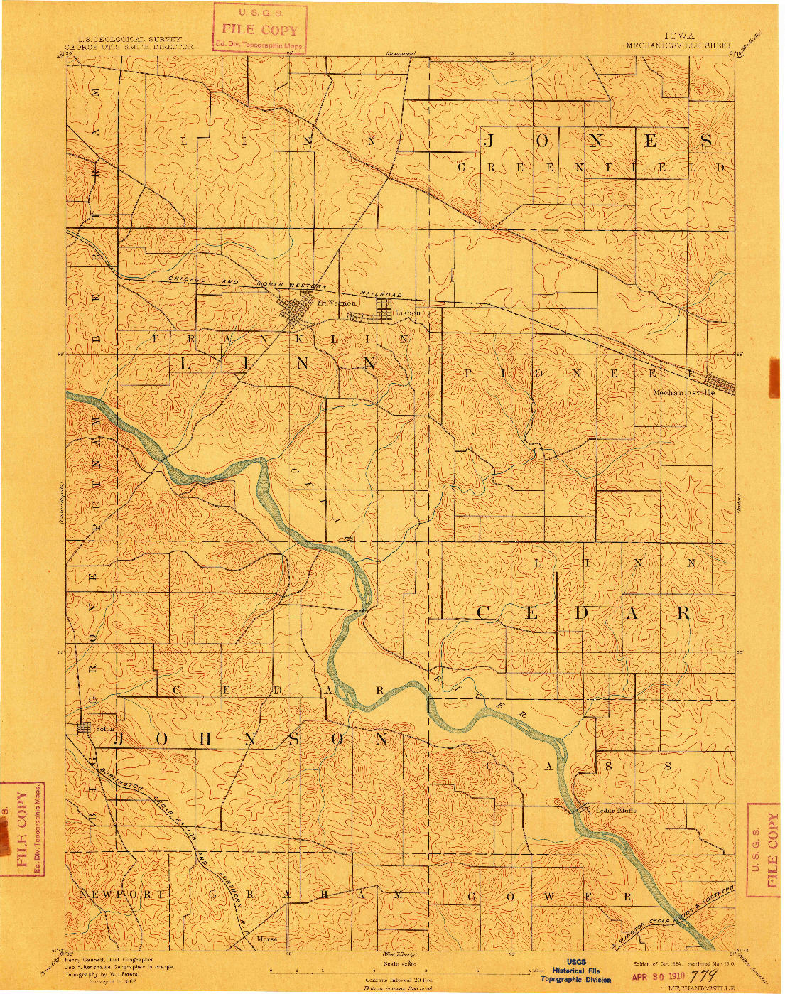 USGS 1:62500-SCALE QUADRANGLE FOR MECHANICSVILLE, IA 1894