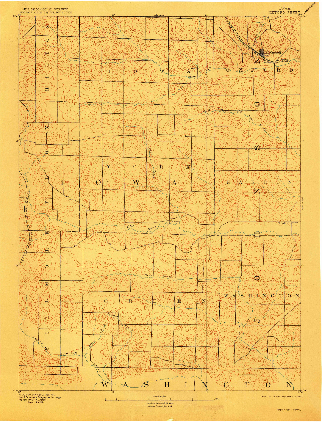 USGS 1:62500-SCALE QUADRANGLE FOR OXFORD, IA 1894