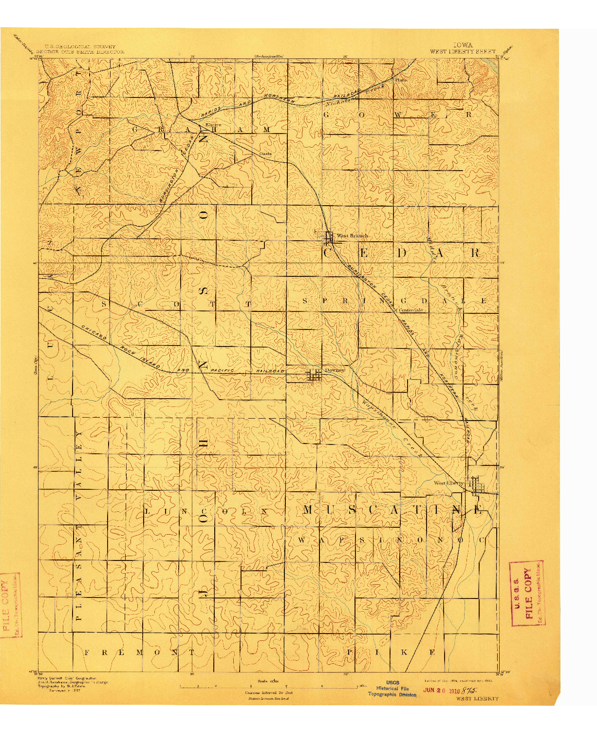 USGS 1:62500-SCALE QUADRANGLE FOR WEST LIBERTY, IA 1894