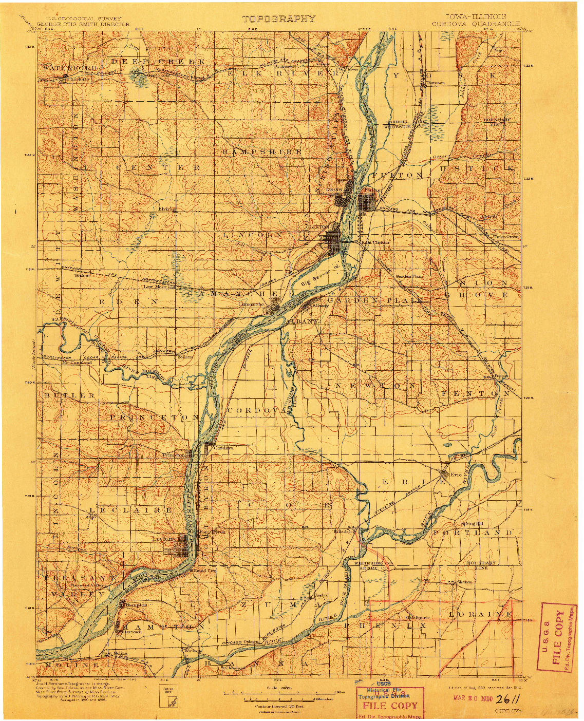 USGS 1:125000-SCALE QUADRANGLE FOR CORDOVA, IA 1899