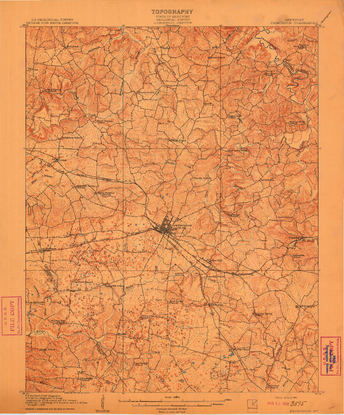 USGS 1:62500-SCALE QUADRANGLE FOR PRINCETON, KY 1910