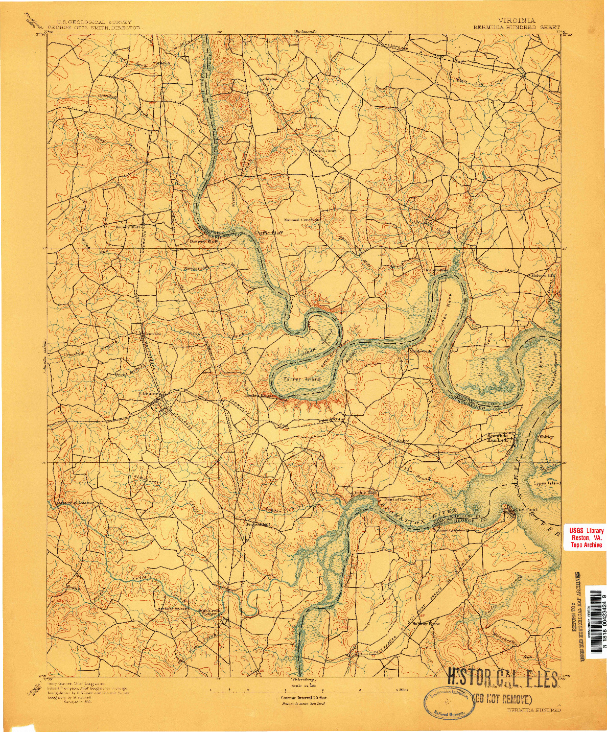 USGS 1:62500-SCALE QUADRANGLE FOR BERMUDA HUNDRED, VA 1894