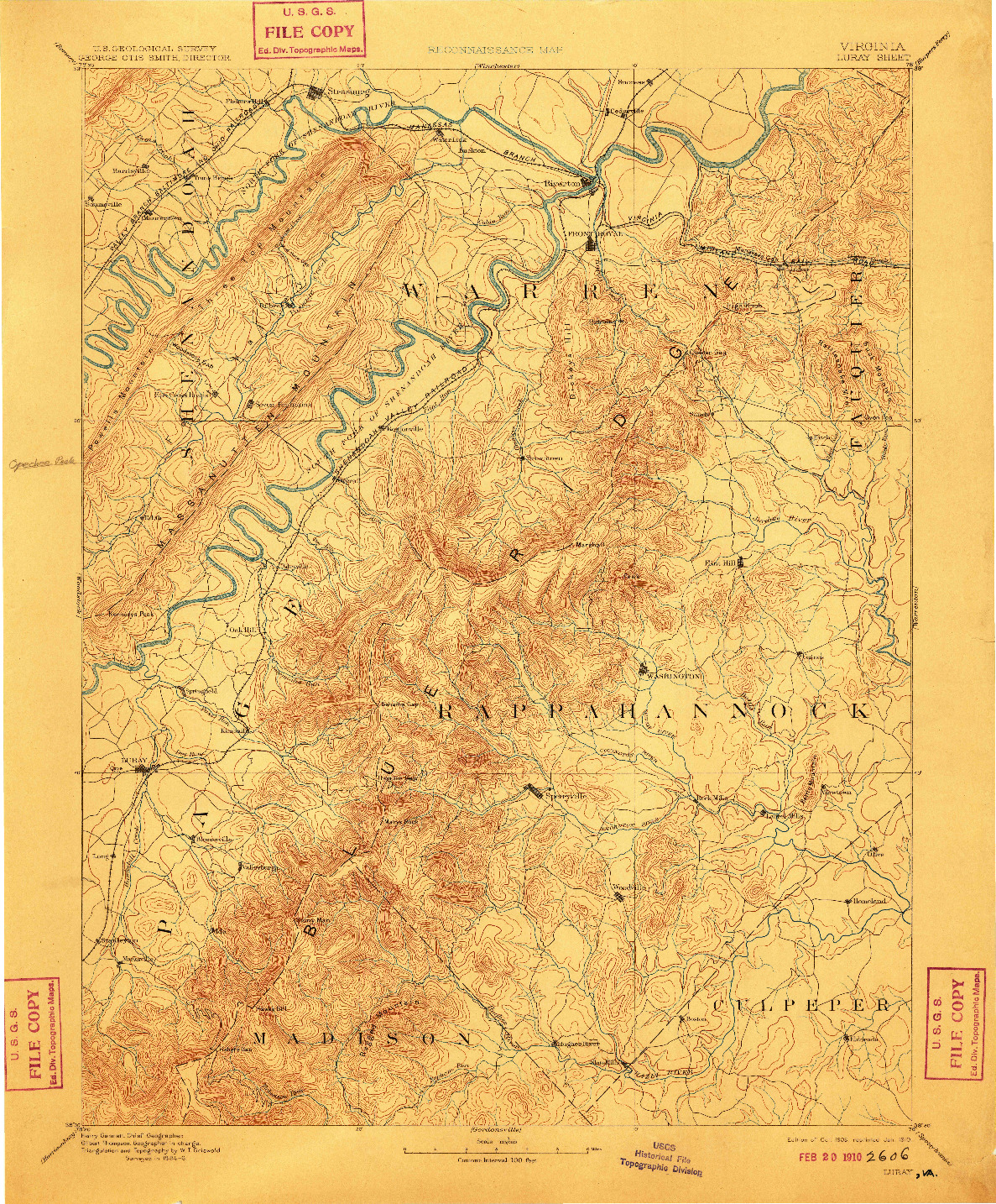 USGS 1:125000-SCALE QUADRANGLE FOR LURAY, VA 1905