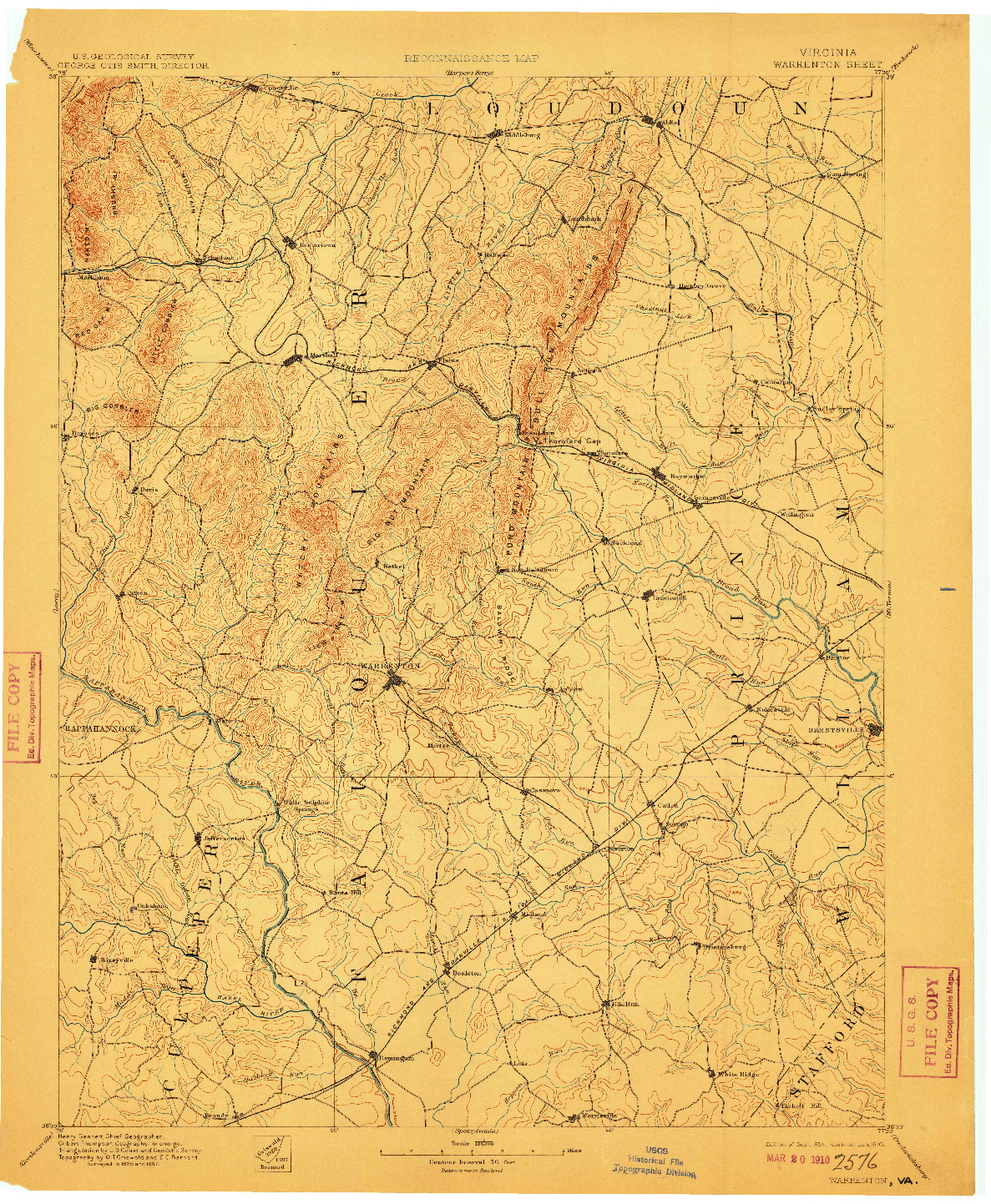 USGS 1:125000-SCALE QUADRANGLE FOR WARRENTON, VA 1894