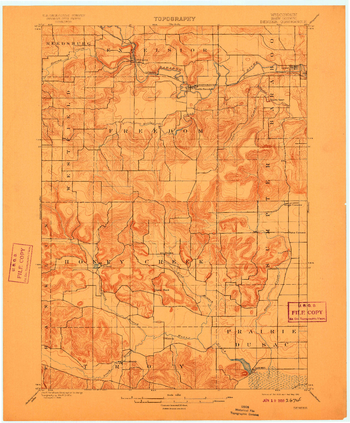 USGS 1:62500-SCALE QUADRANGLE FOR DENZER, WI 1901