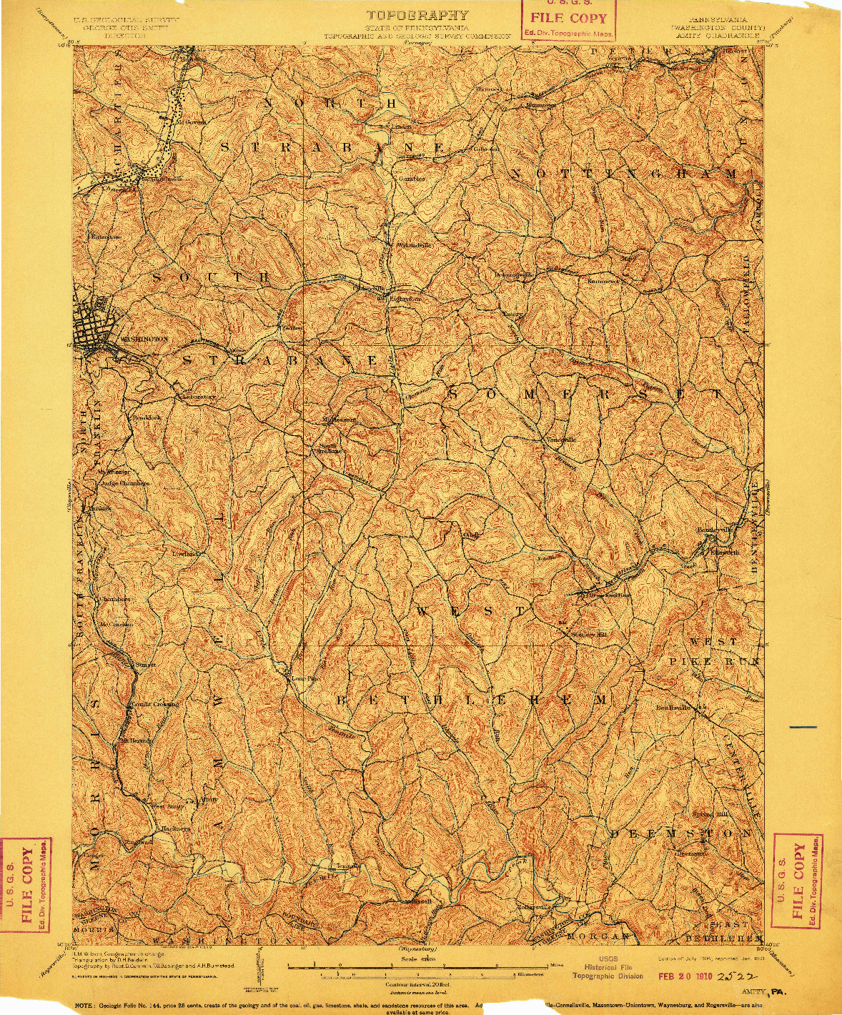 USGS 1:62500-SCALE QUADRANGLE FOR AMITY, PA 1904