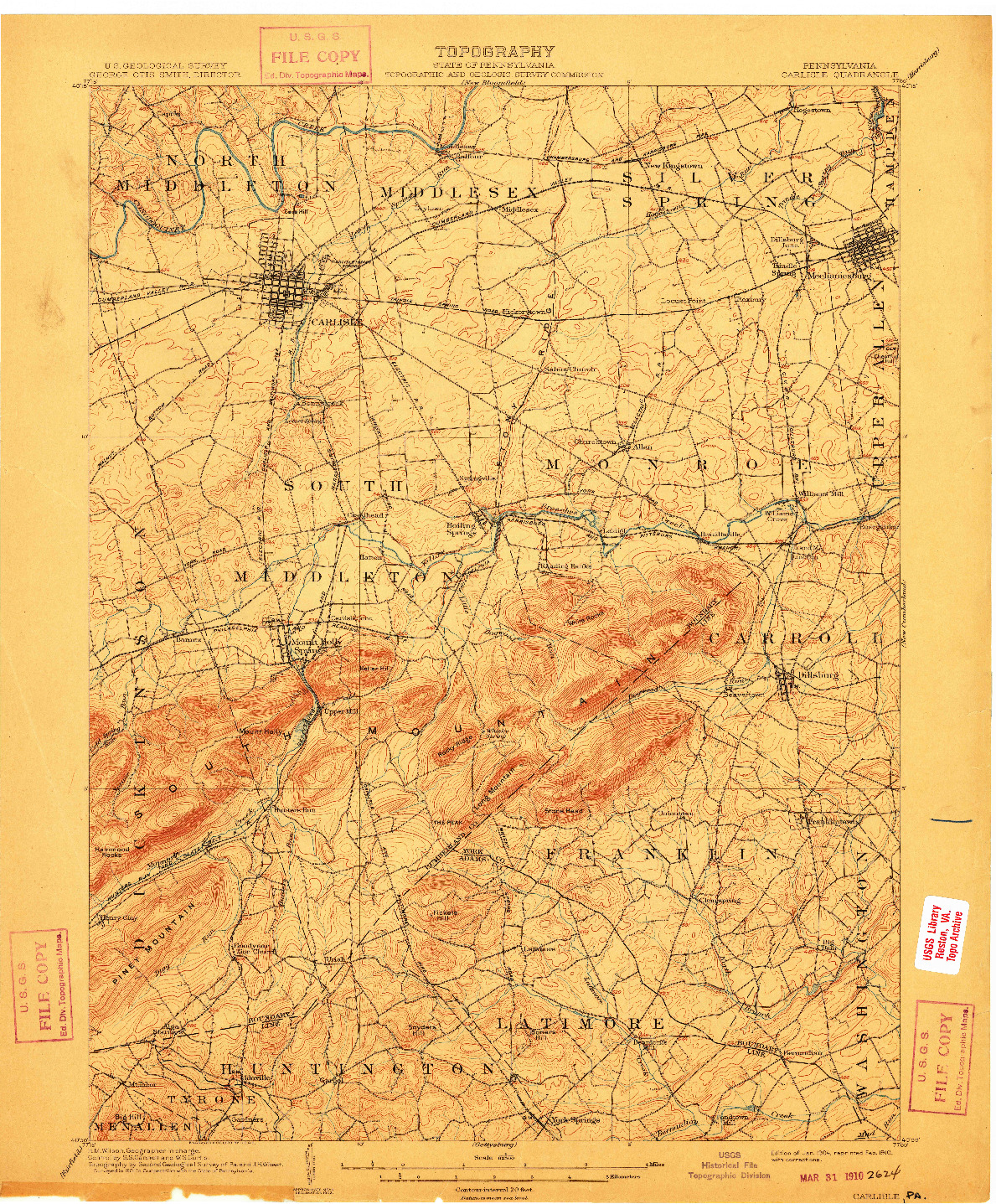 USGS 1:62500-SCALE QUADRANGLE FOR CARLISLE, PA 1904