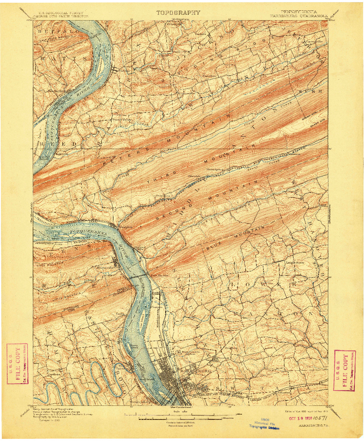 USGS 1:62500-SCALE QUADRANGLE FOR HARRISBURG, PA 1899