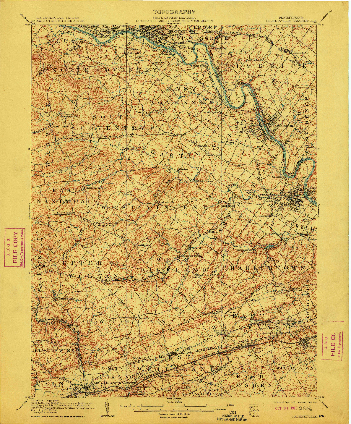 USGS 1:62500-SCALE QUADRANGLE FOR PHOENIXVILLE, PA 1906