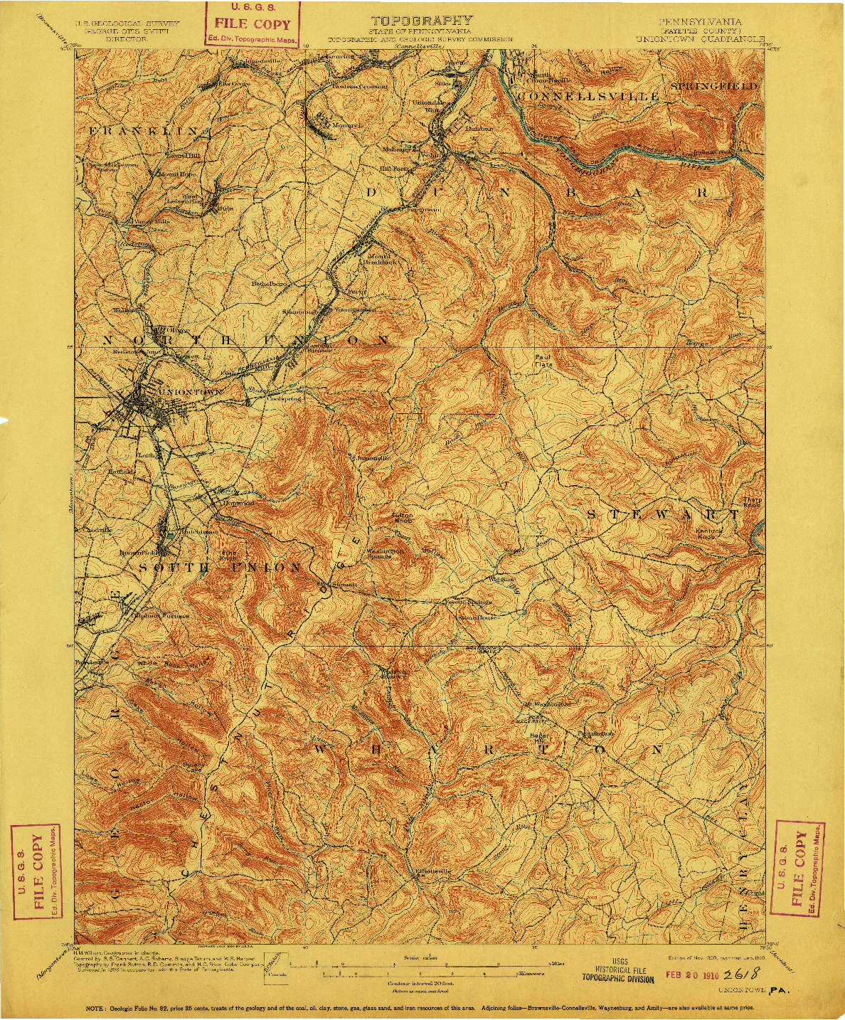 USGS 1:62500-SCALE QUADRANGLE FOR UNIONTOWN, PA 1900