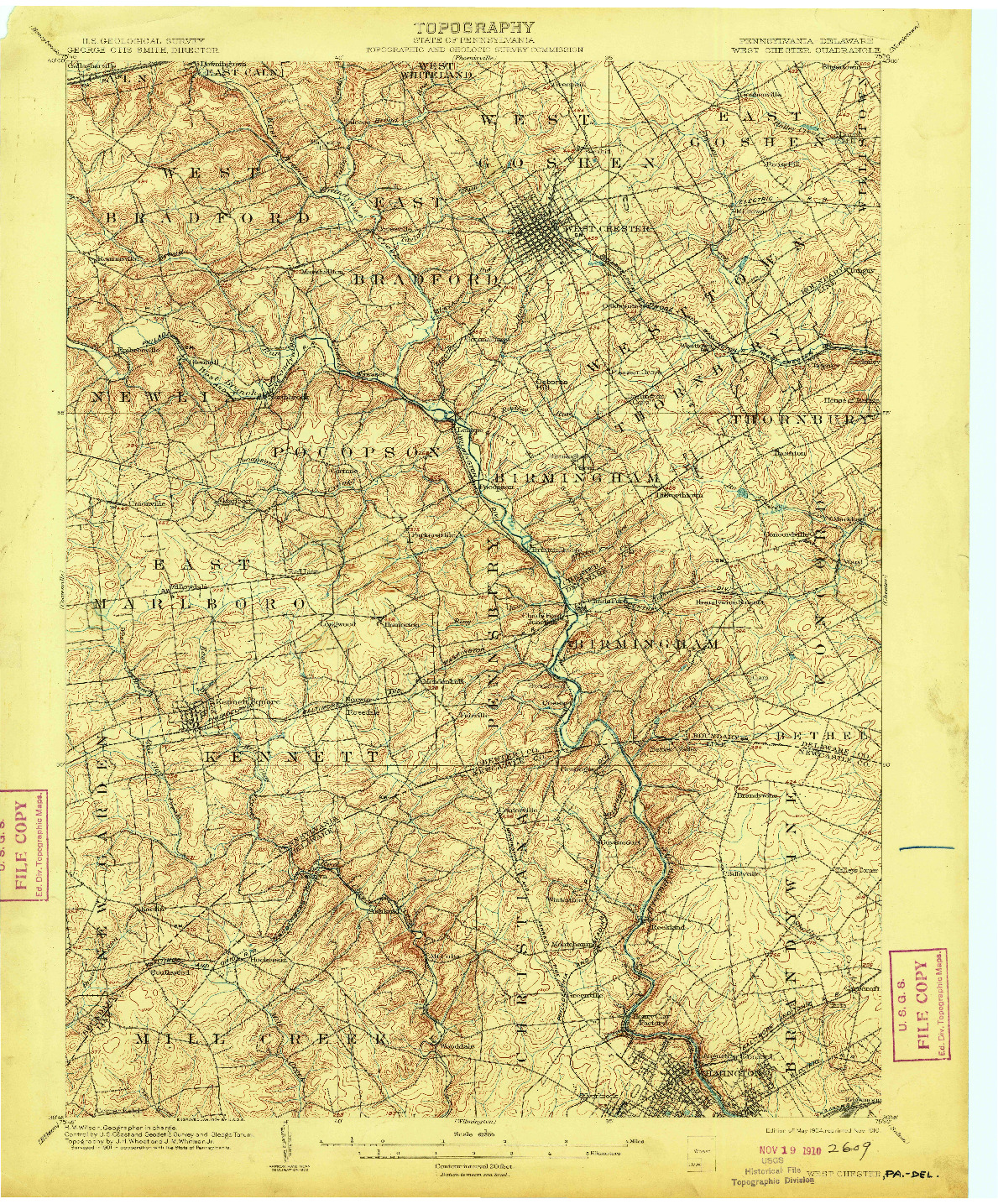 USGS 1:62500-SCALE QUADRANGLE FOR WEST CHESTER, PA 1904