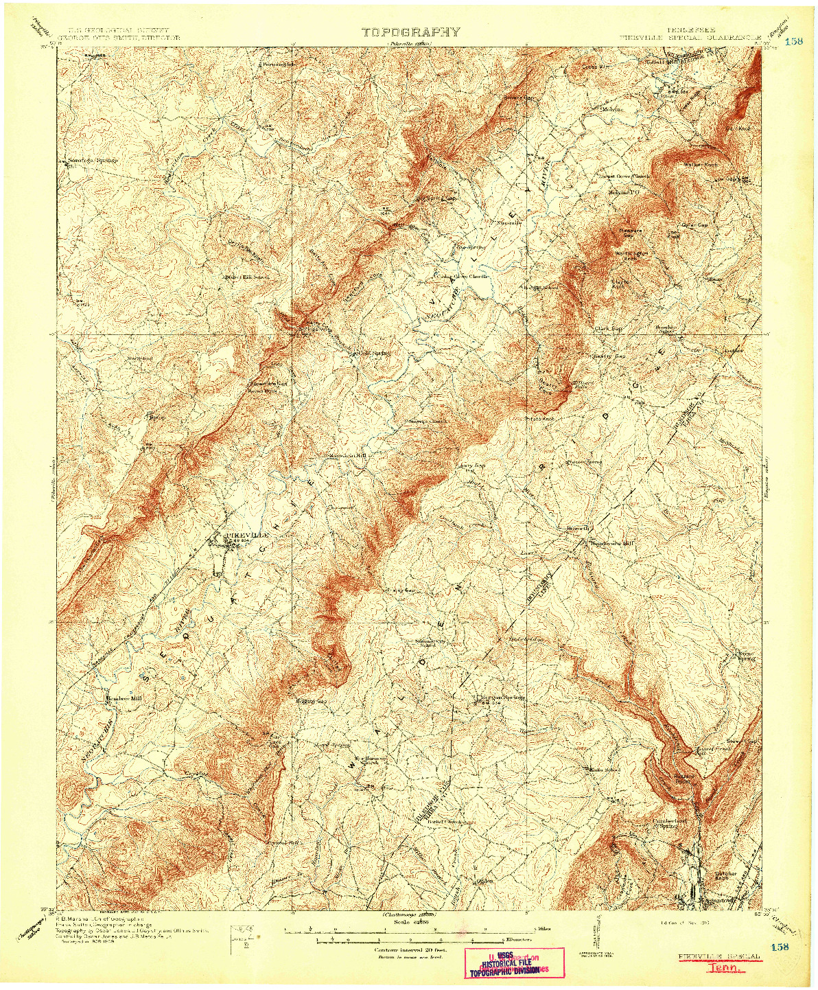 USGS 1:62500-SCALE QUADRANGLE FOR PIKEVILLE, TN 1910