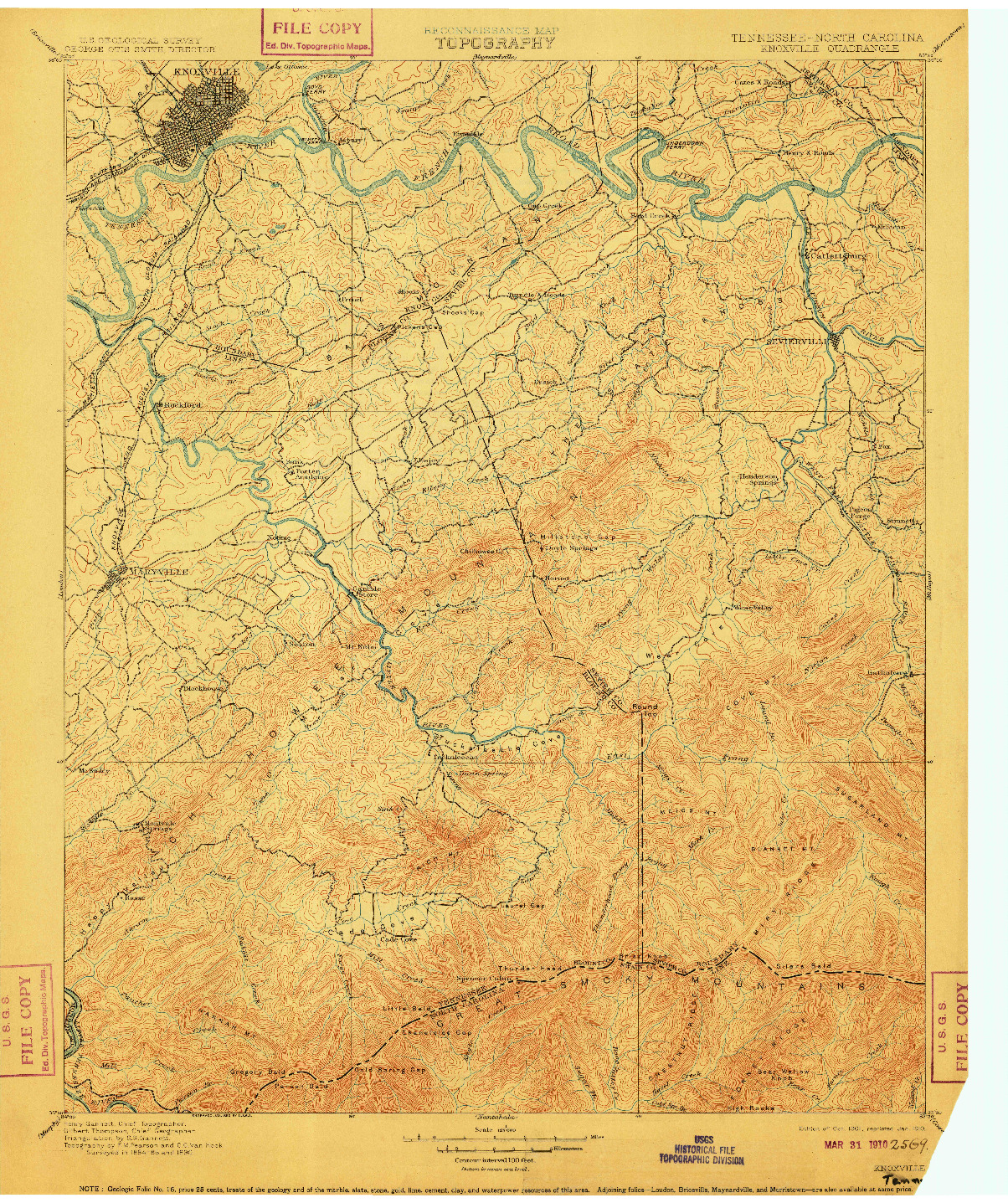 USGS 1:125000-SCALE QUADRANGLE FOR KNOXVILLE, TN 1901