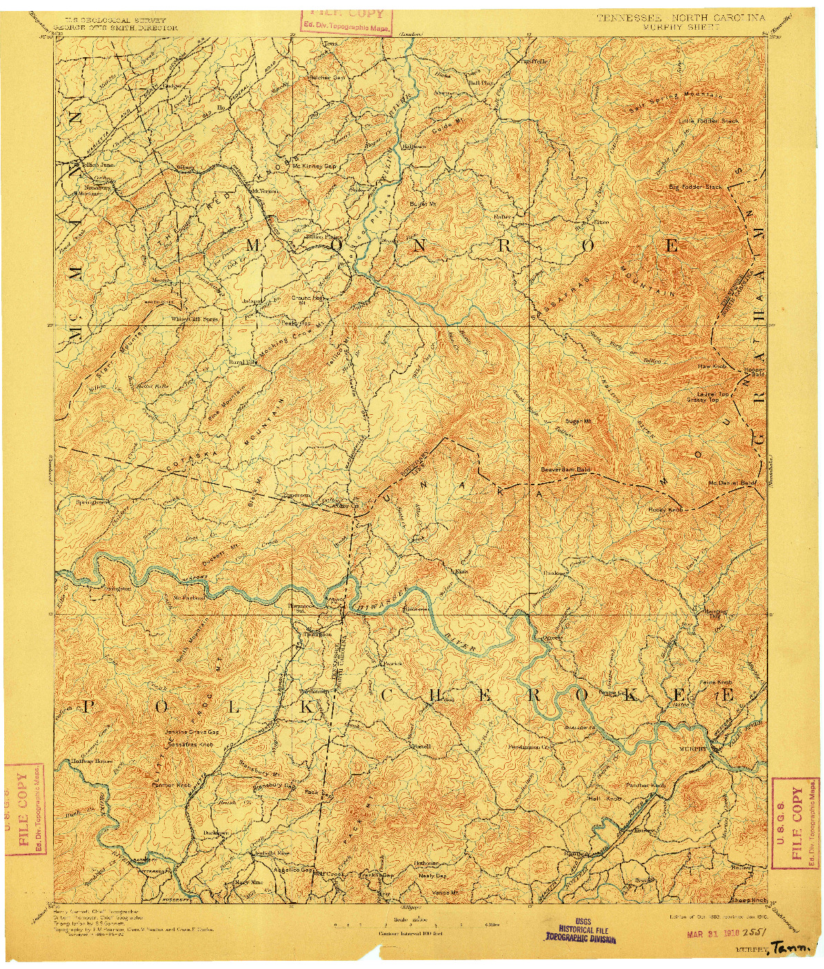 USGS 1:125000-SCALE QUADRANGLE FOR MURPHY, TN 1893