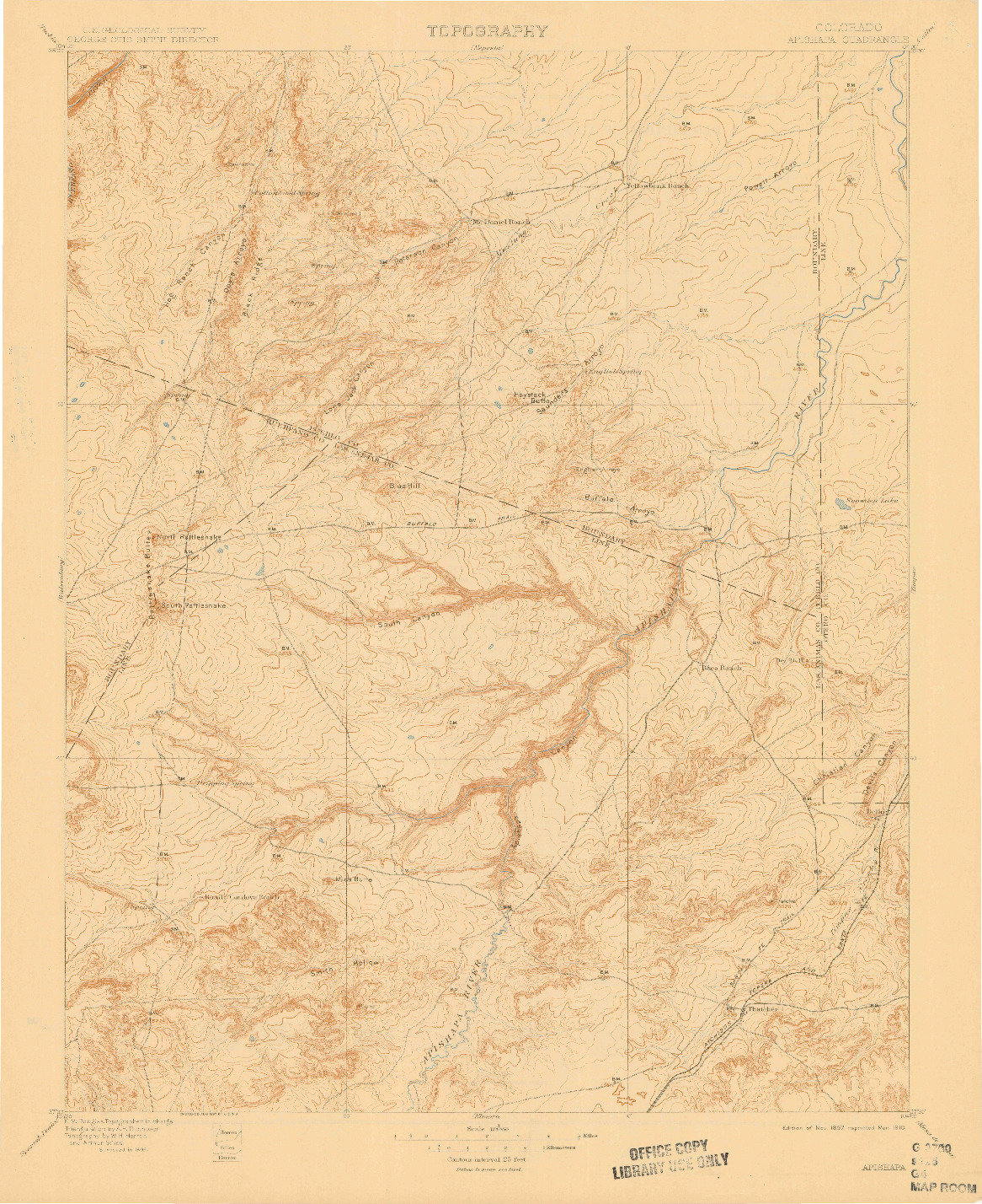 USGS 1:125000-SCALE QUADRANGLE FOR APISHAPA, CO 1897