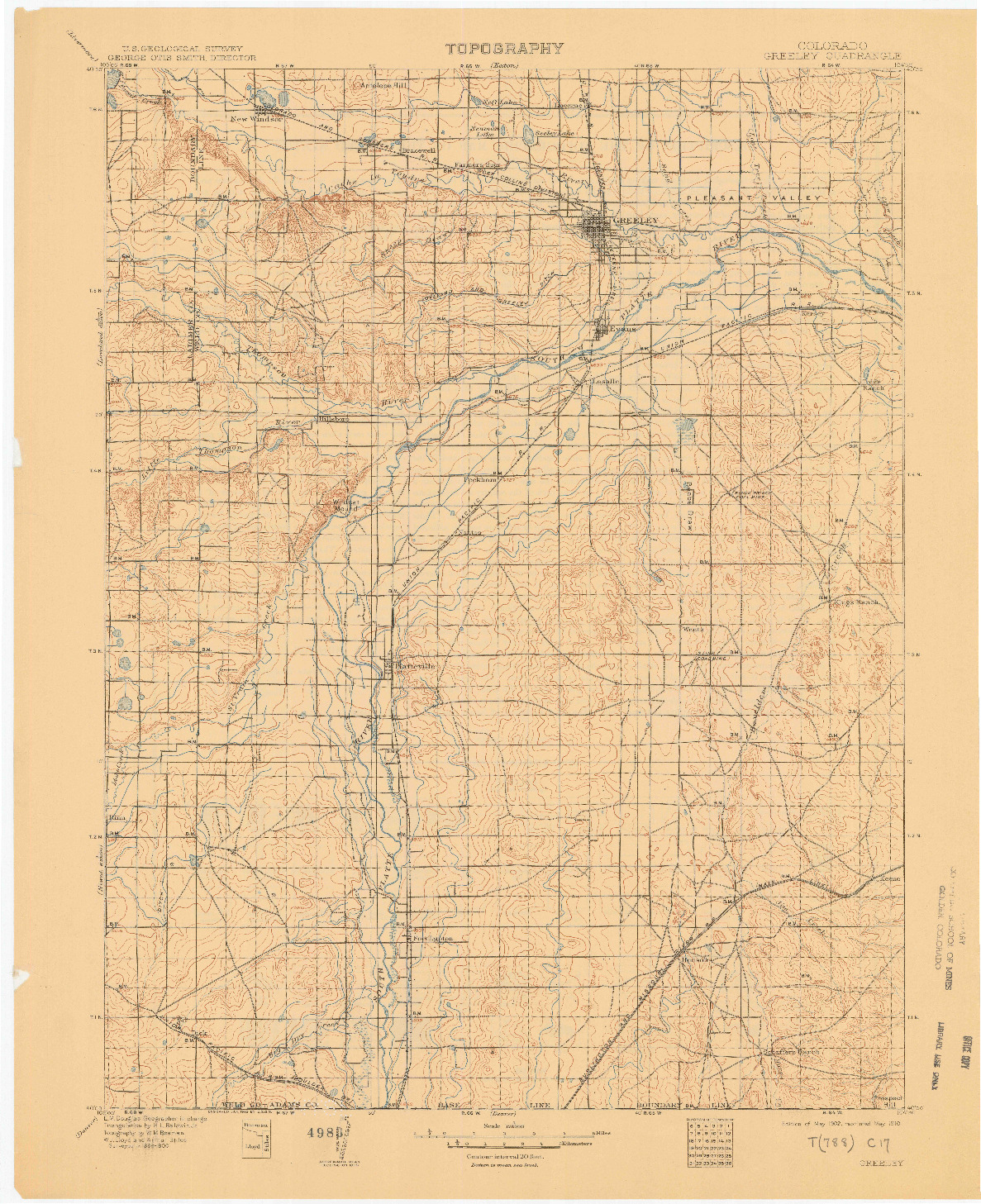 USGS 1:125000-SCALE QUADRANGLE FOR GREELEY, CO 1902
