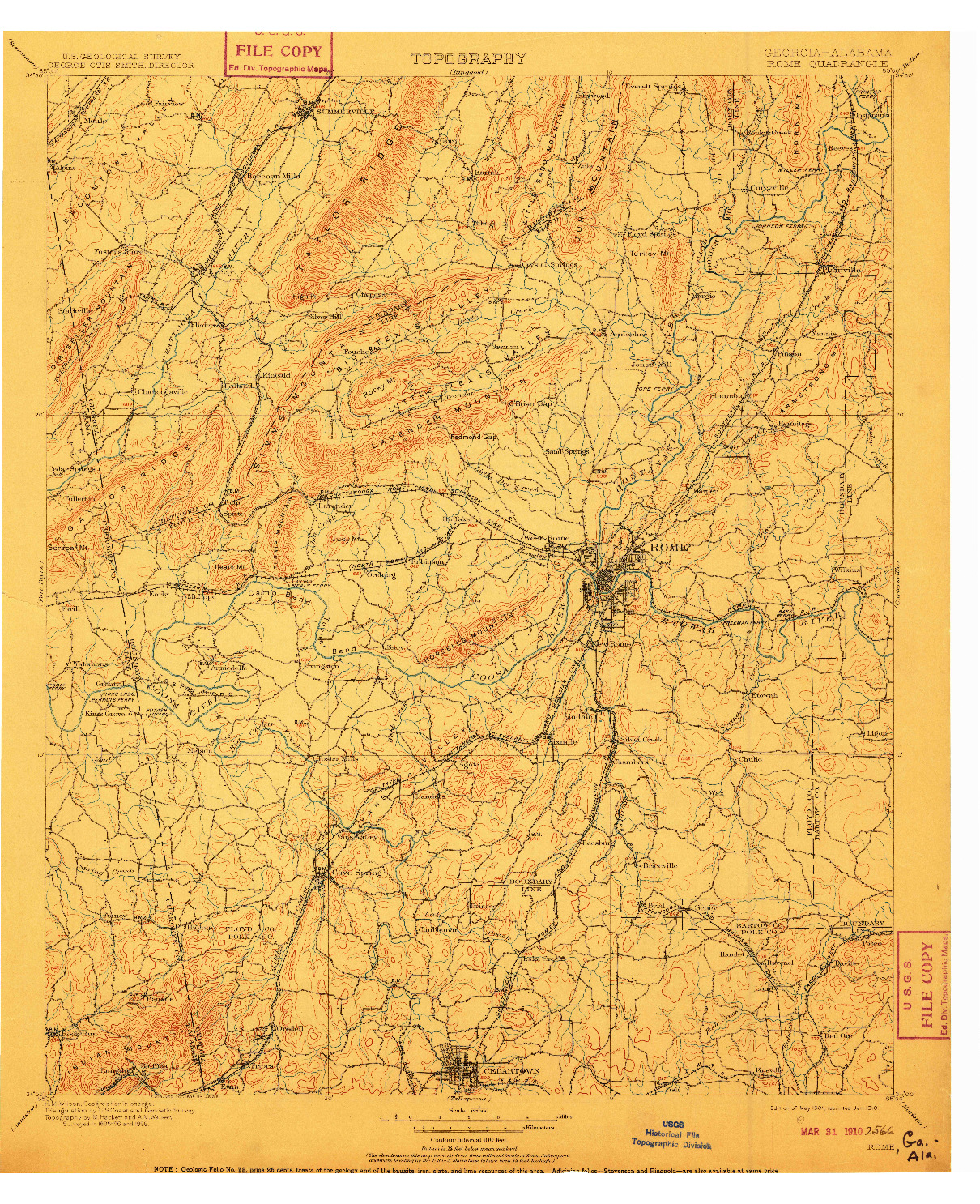 USGS 1:125000-SCALE QUADRANGLE FOR ROME, GA 1904