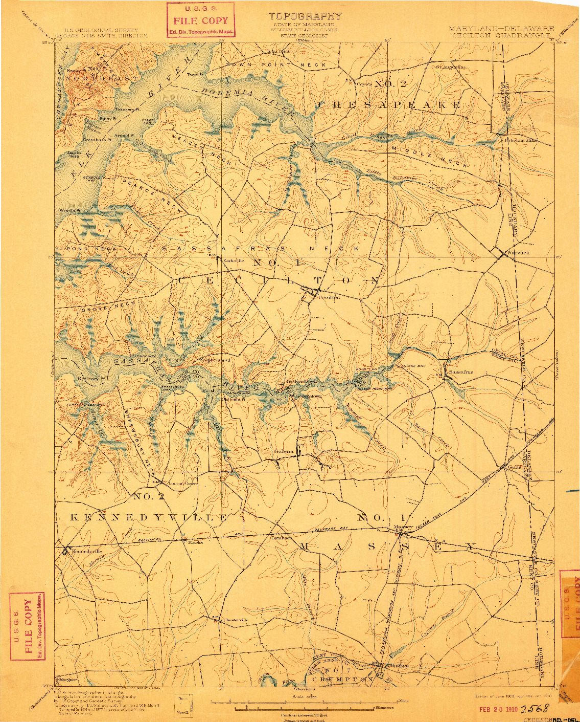 USGS 1:62500-SCALE QUADRANGLE FOR CECILTON, MD 1900