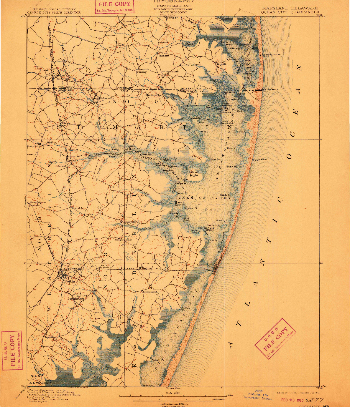 USGS 1:62500-SCALE QUADRANGLE FOR OCEAN CITY, MD 1901