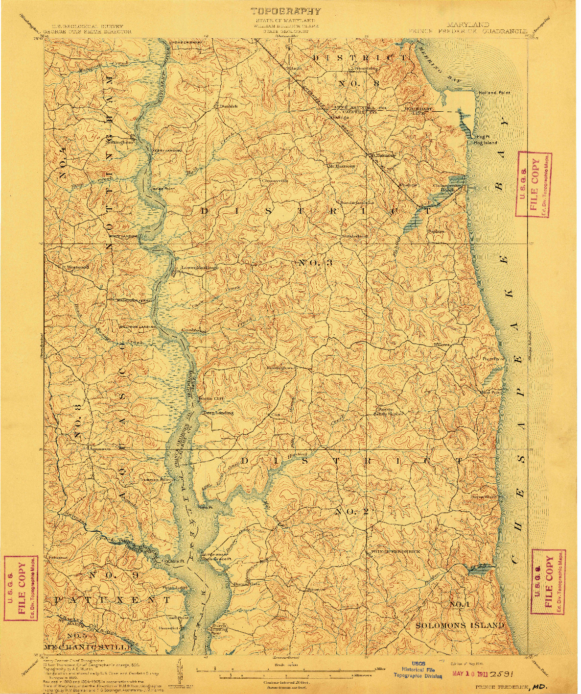 USGS 1:62500-SCALE QUADRANGLE FOR PRINCE FREDERICK, MD 1910