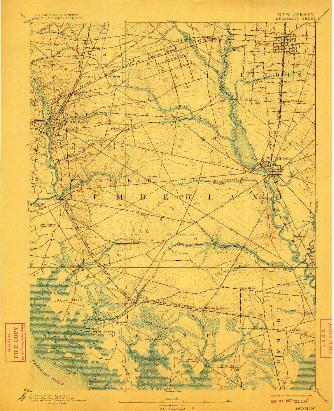 USGS 1:62500-SCALE QUADRANGLE FOR BRIDGETON, NJ 1894