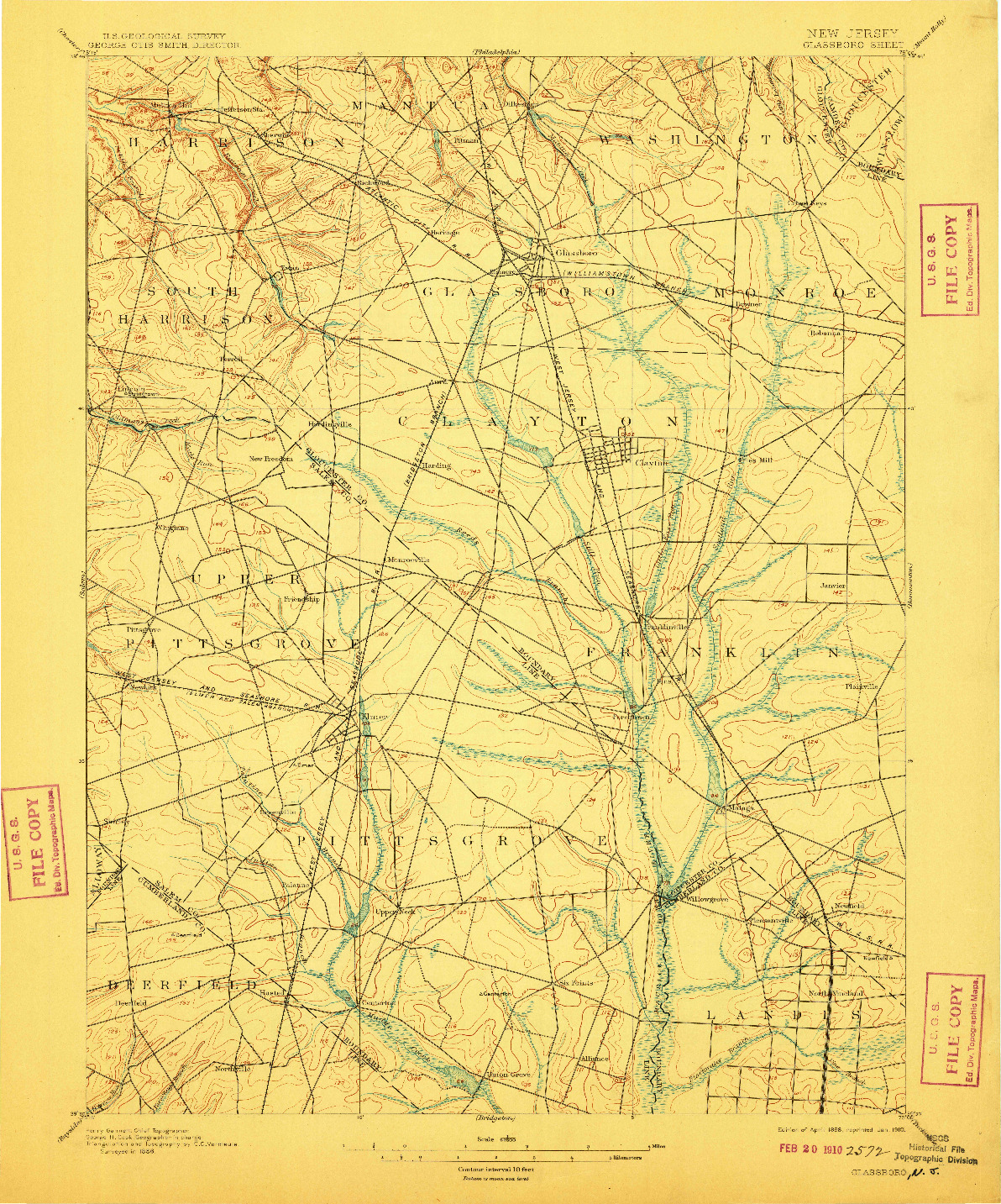 USGS 1:62500-SCALE QUADRANGLE FOR GLASSBORO, NJ 1898