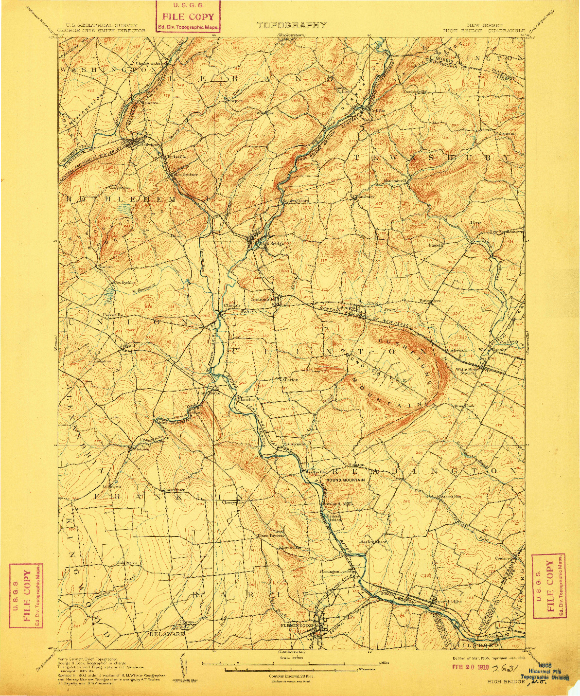 USGS 1:62500-SCALE QUADRANGLE FOR HIGH BRIDGE, NJ 1905