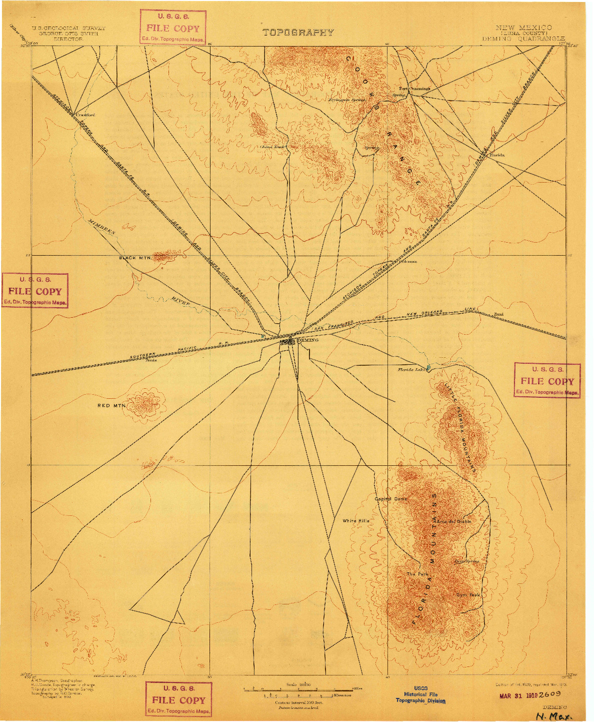 USGS 1:125000-SCALE QUADRANGLE FOR DEMING, NM 1899