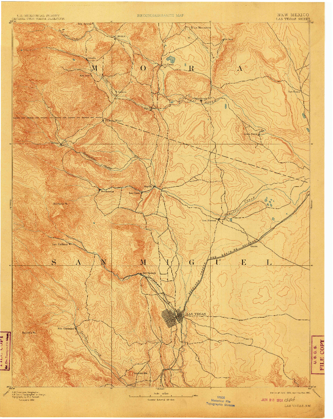 USGS 1:125000-SCALE QUADRANGLE FOR LAS VEGAS, NM 1893
