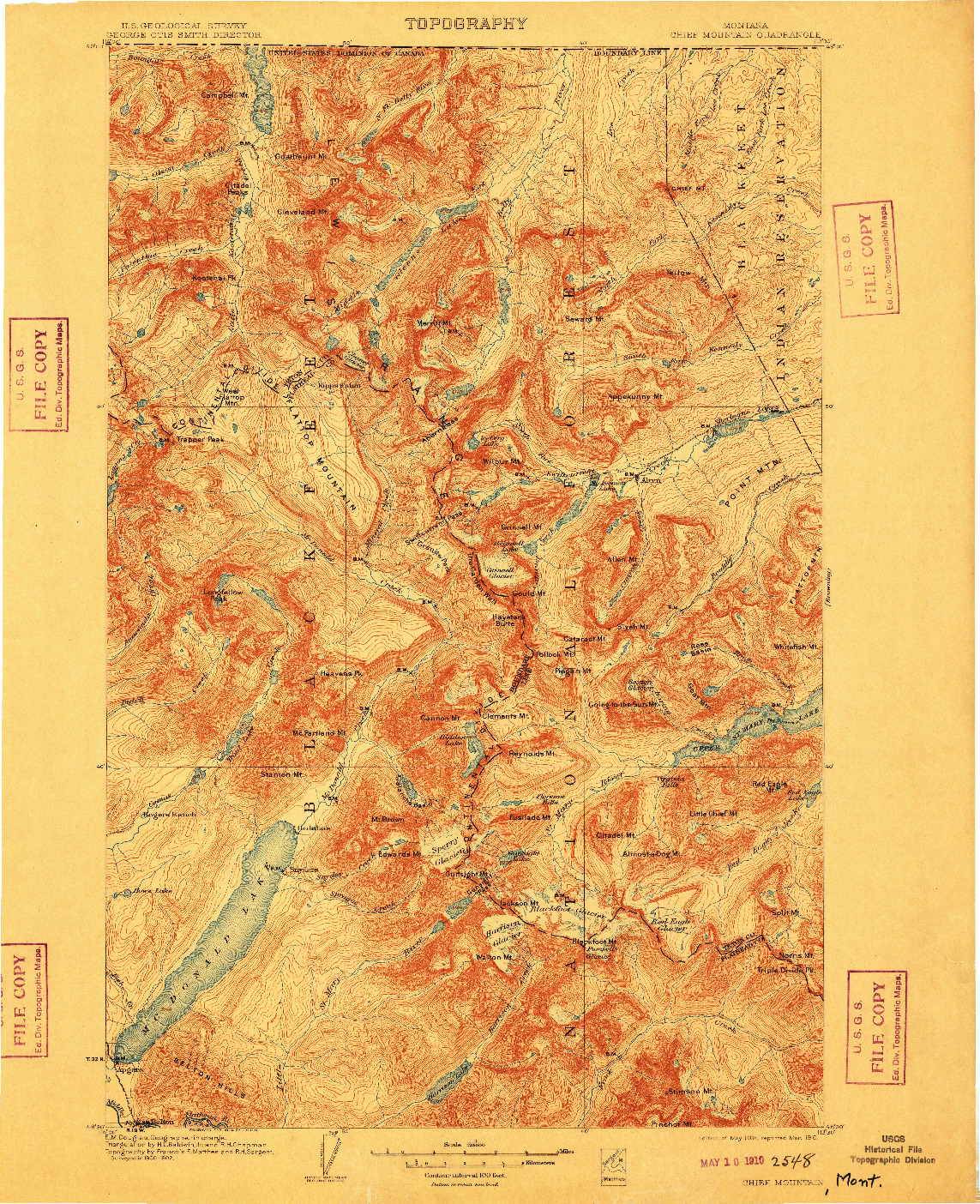 USGS 1:125000-SCALE QUADRANGLE FOR CHIEF MOUNTAIN, MT 1904