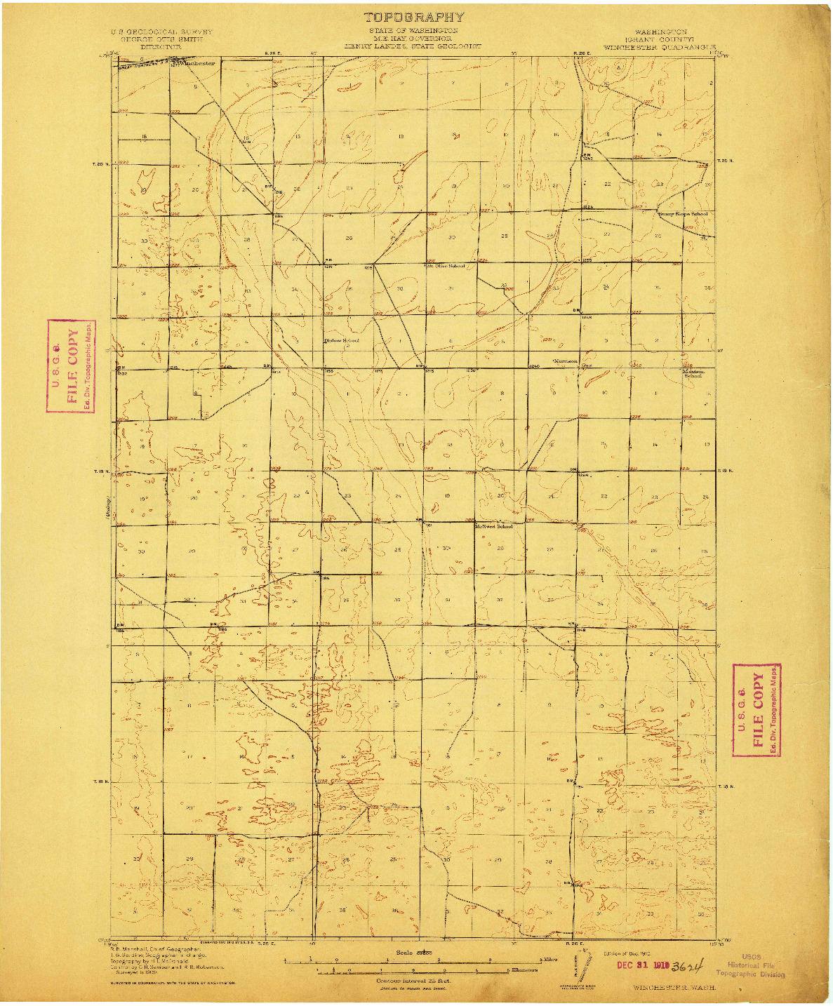 USGS 1:62500-SCALE QUADRANGLE FOR WINCHESTER, WA 1910