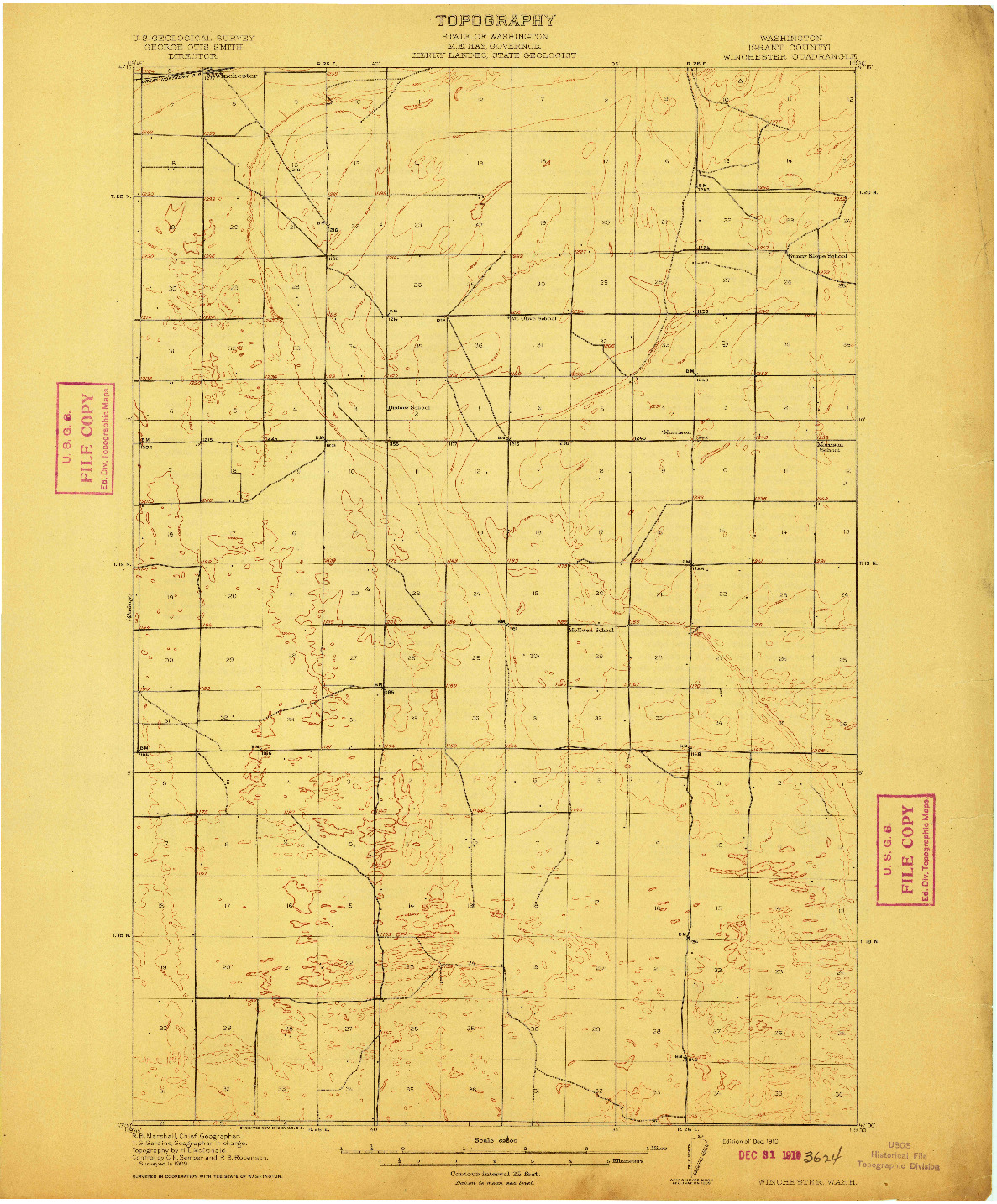 USGS 1:62500-SCALE QUADRANGLE FOR WINCHESTER, WA 1910