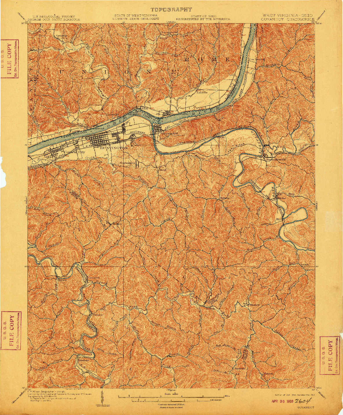 USGS 1:62500-SCALE QUADRANGLE FOR GUYANDOT, WV 1902