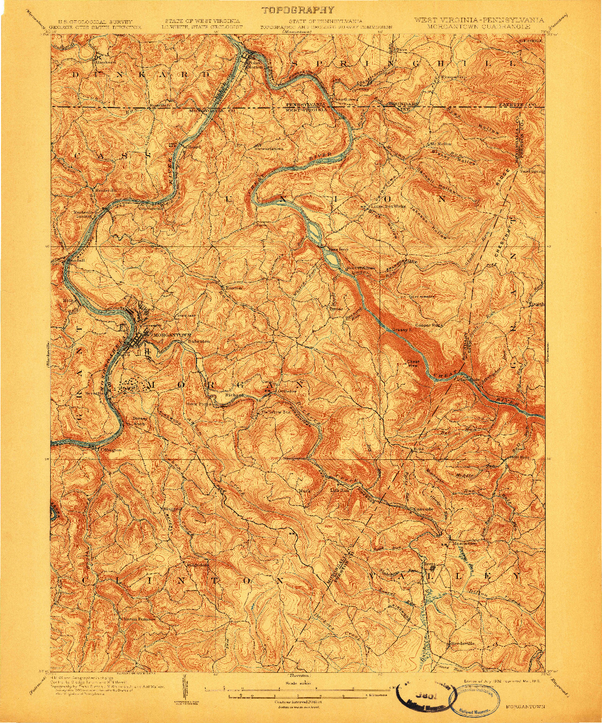 USGS 1:62500-SCALE QUADRANGLE FOR MORGANTOWN, WV 1902