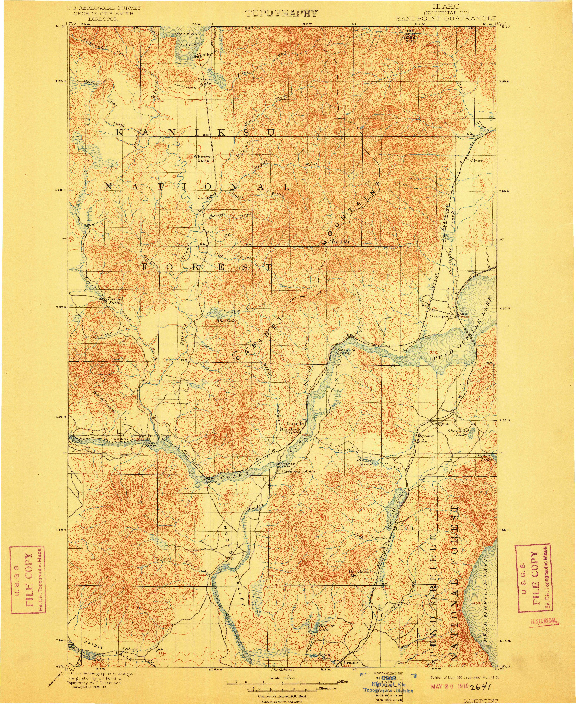 USGS 1:125000-SCALE QUADRANGLE FOR SANDPOINT, ID 1901