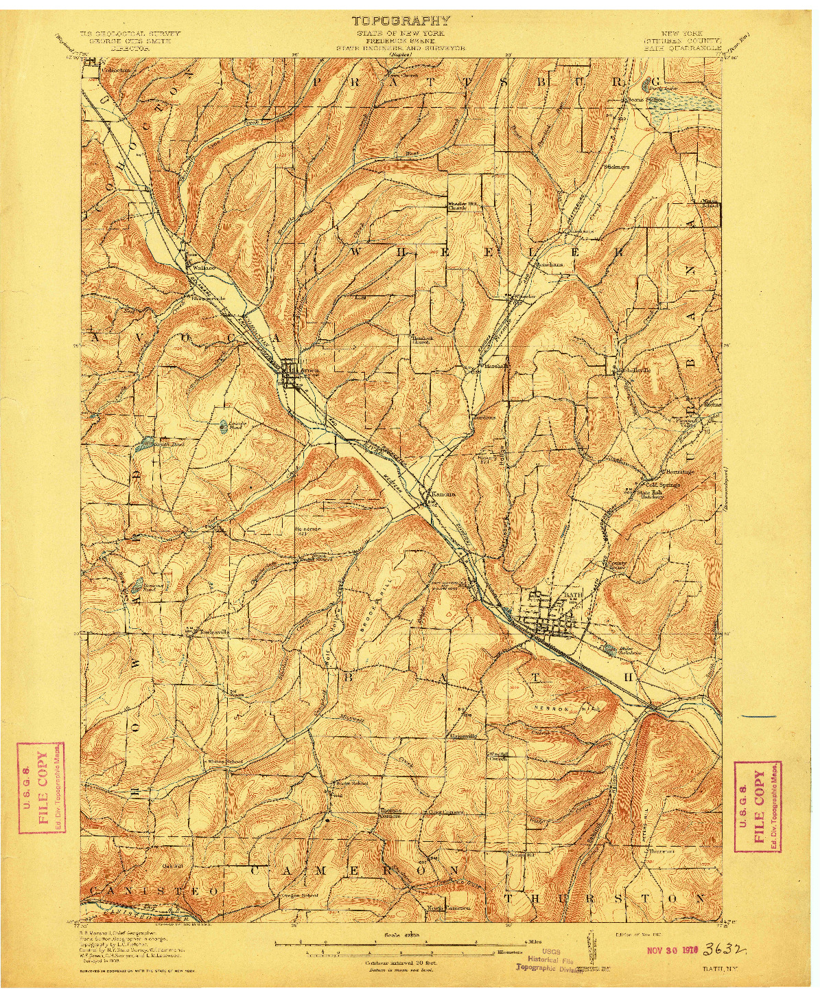 USGS 1:62500-SCALE QUADRANGLE FOR BATH, NY 1910