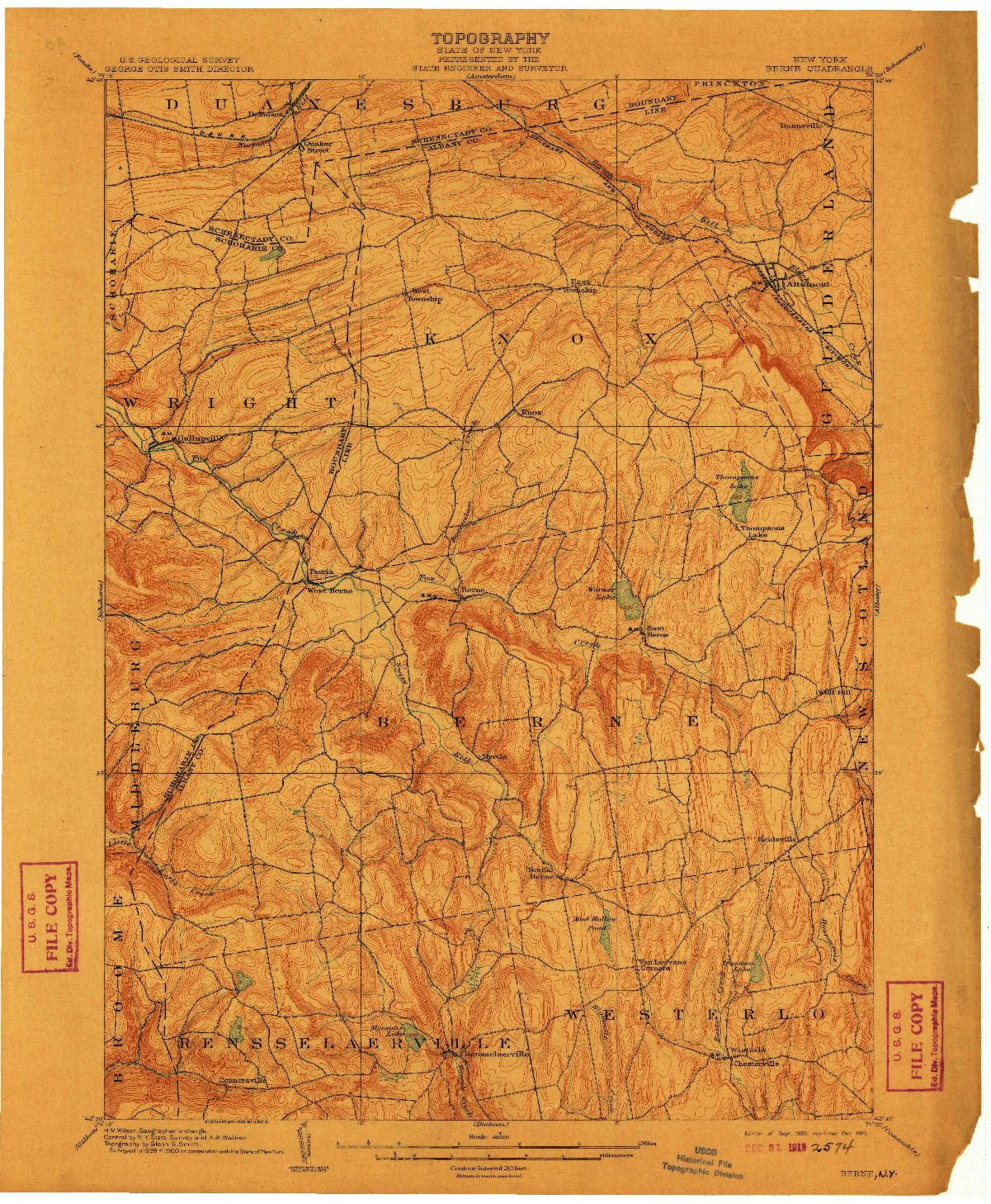 USGS 1:62500-SCALE QUADRANGLE FOR BERNE, NY 1903