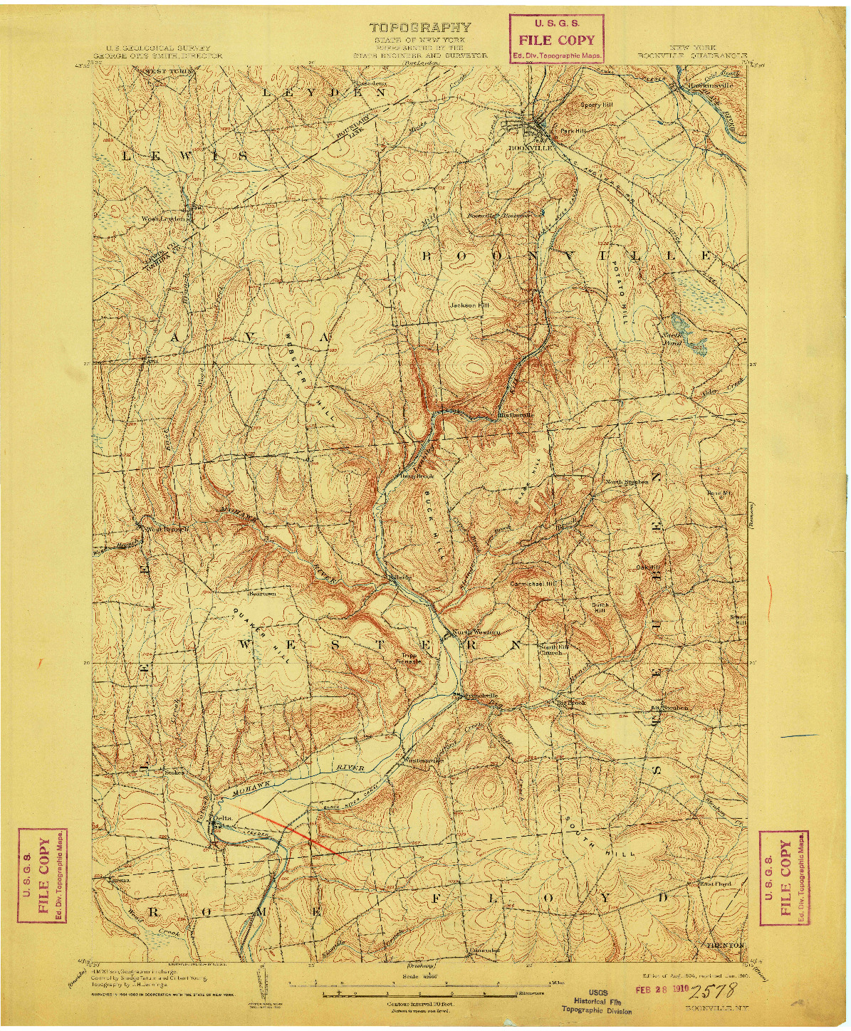 USGS 1:62500-SCALE QUADRANGLE FOR BOONVILLE, NY 1904